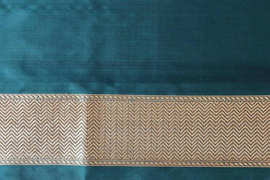 Peacock Blue Alfi Pure Silk Handloom Banarasi Saree