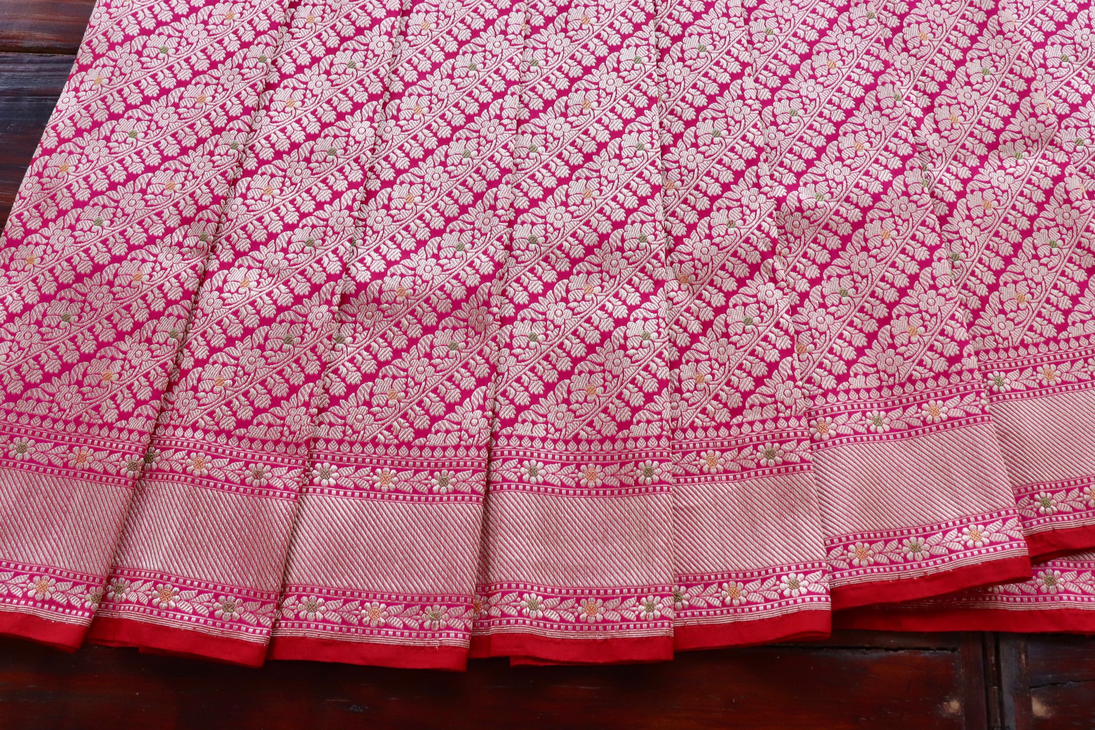 Pink Meenadar Tanchoi Pure Silk Handloom Banarasi Saree