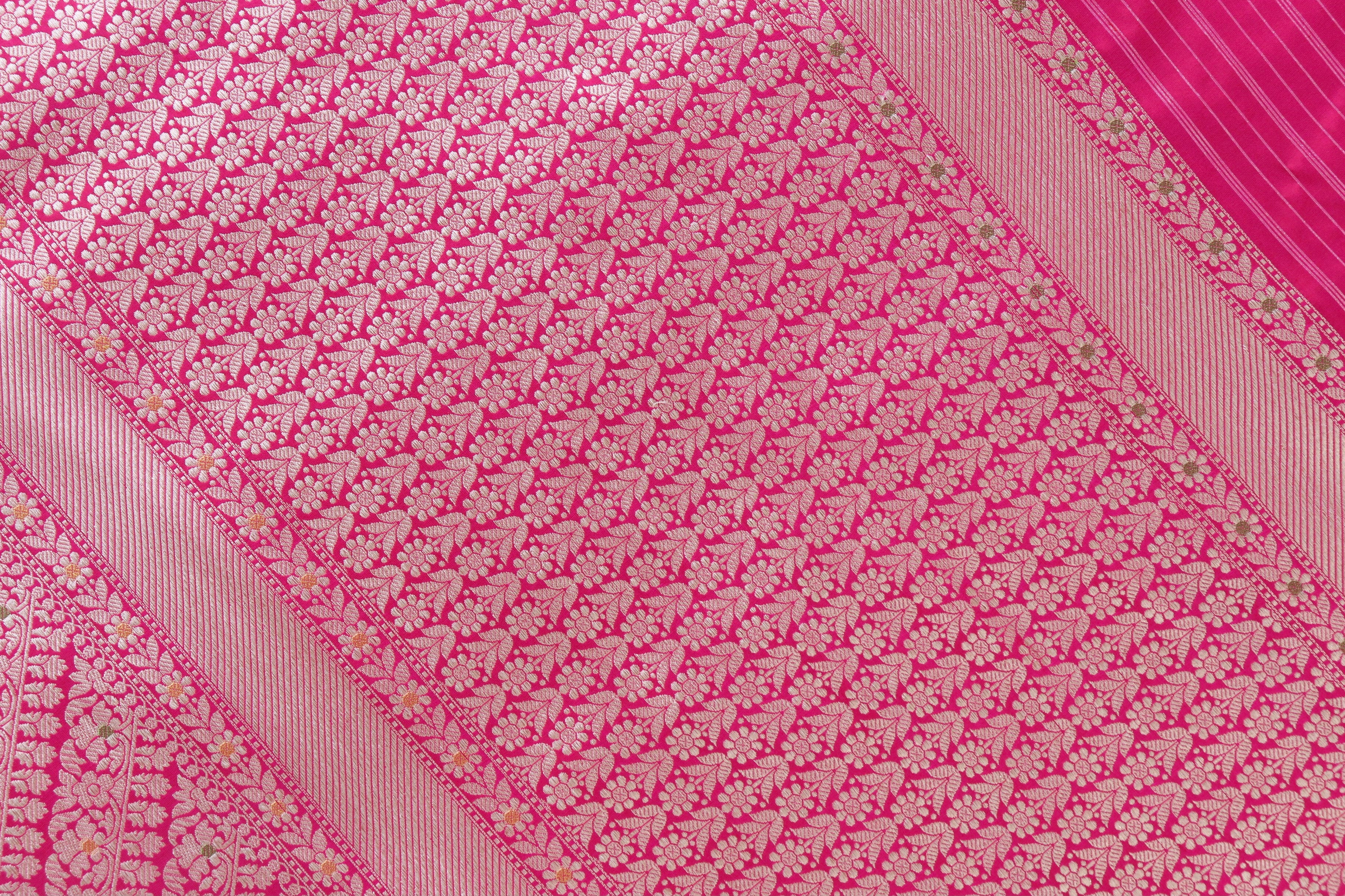 Pink Meenadar Tanchoi Pure Silk Handloom Banarasi Saree