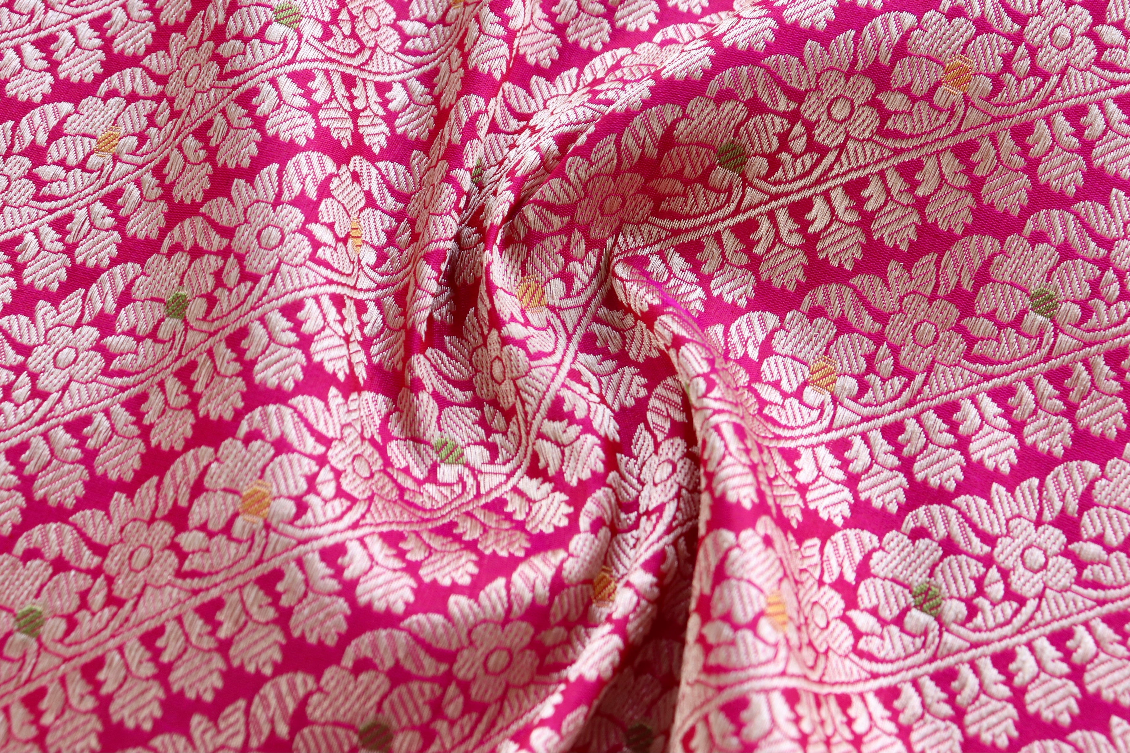 Pink Meenadar Tanchoi Pure Silk Handloom Banarasi Saree