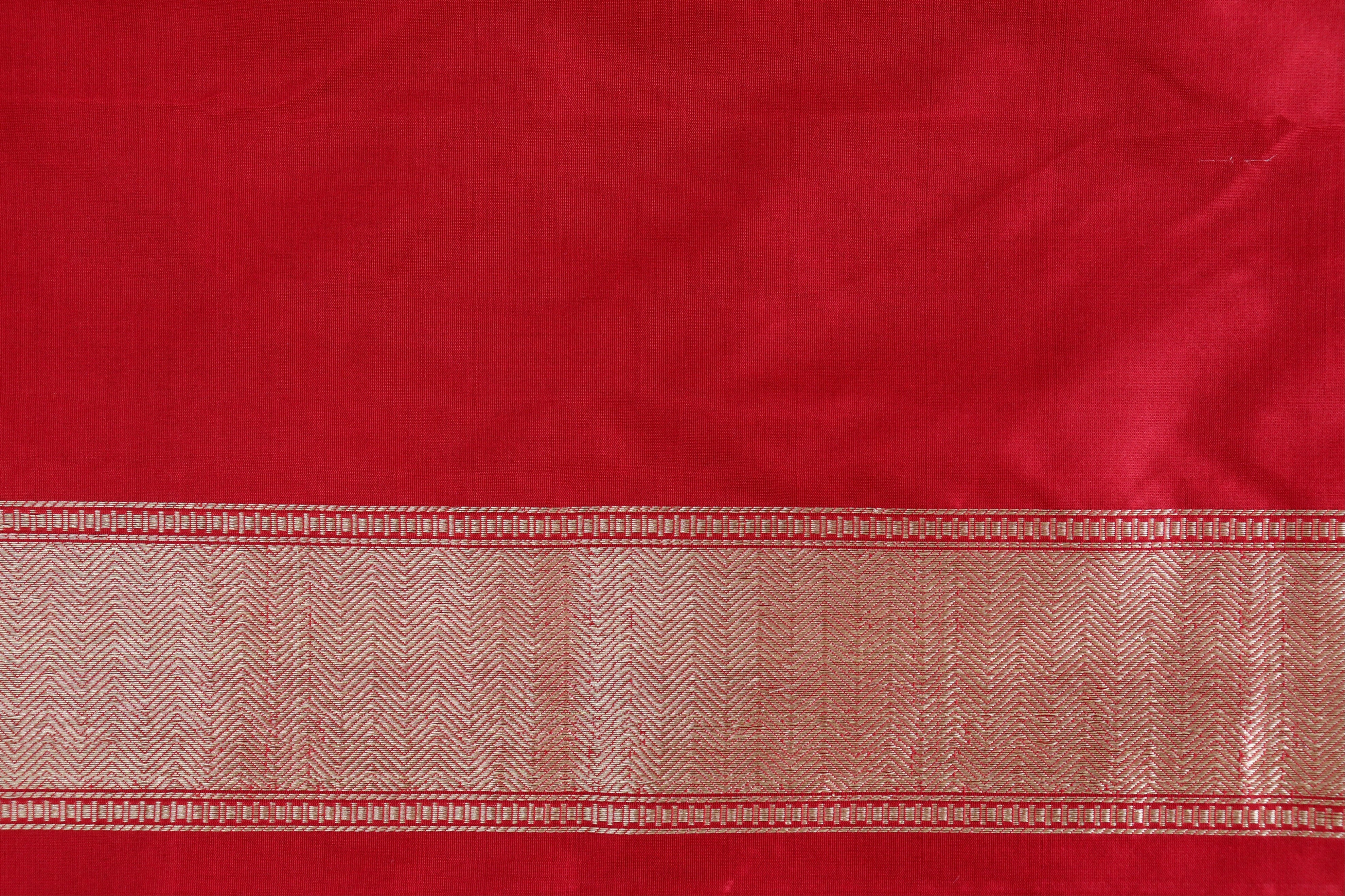 Red Kairy Kuniya Pure Silk Handloom Banarasi Saree