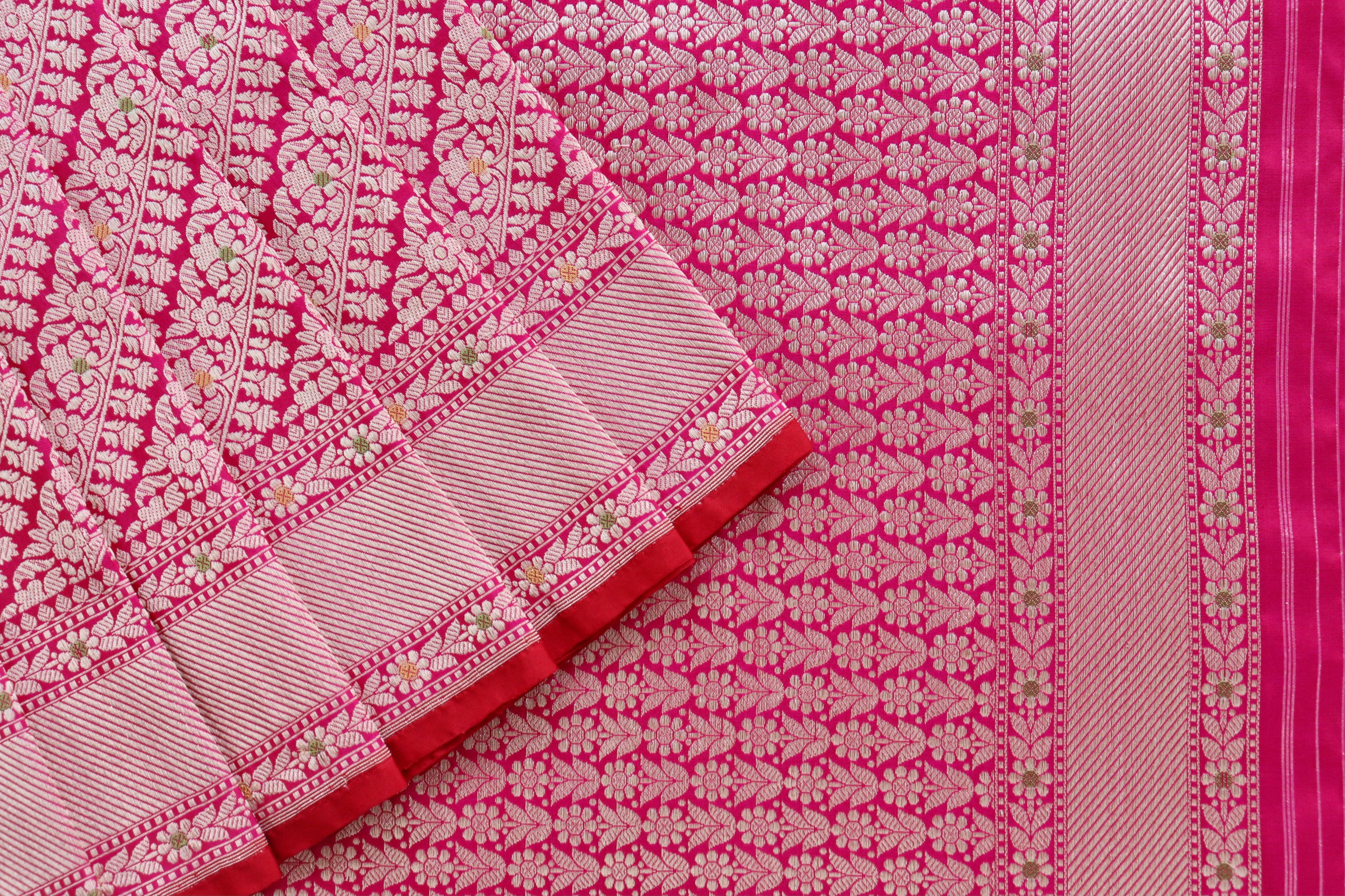Pink Meenadar Tanchoi Pure Silk Handloom Banarasi Saree