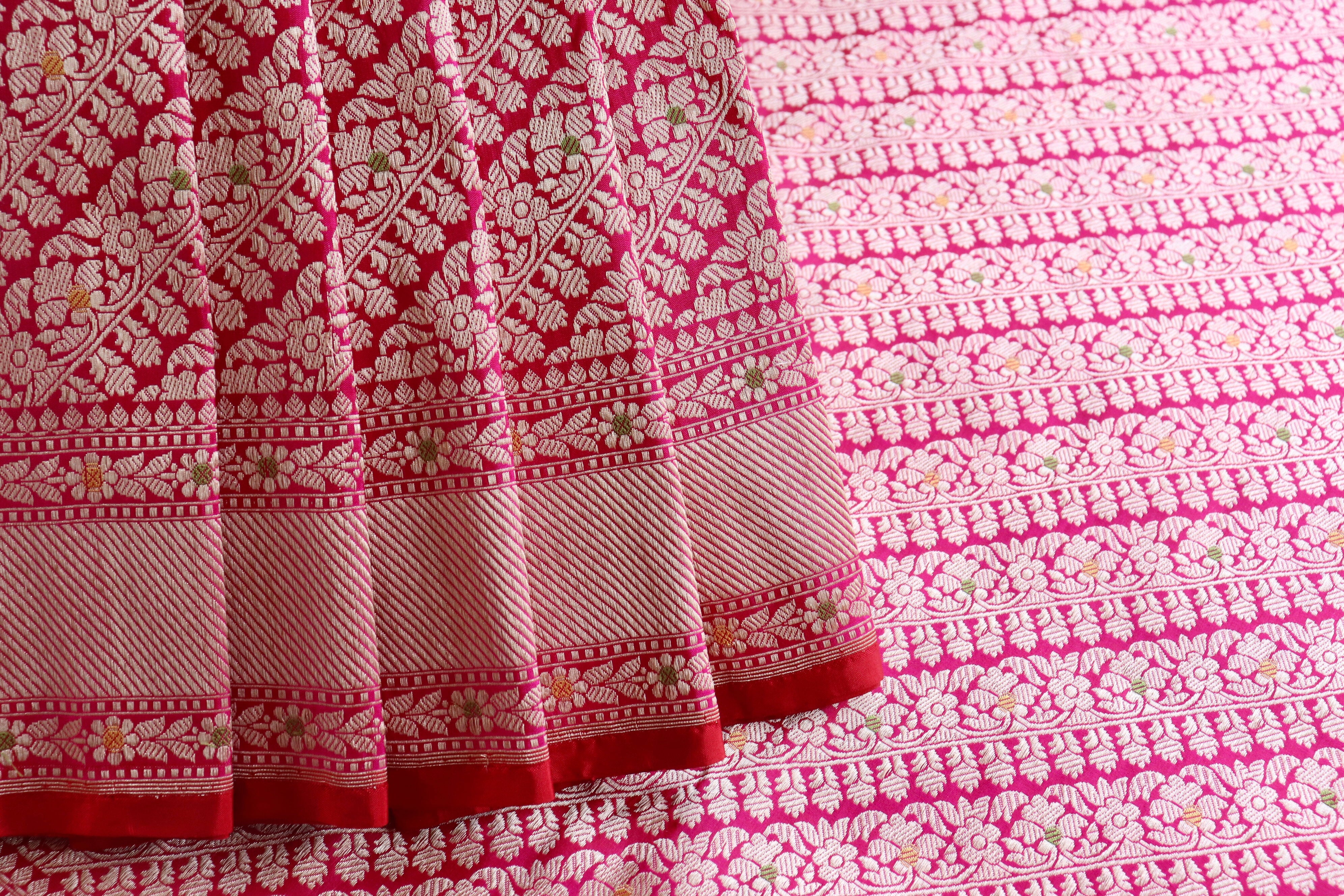 Pink Meenadar Tanchoi Pure Silk Handloom Banarasi Saree