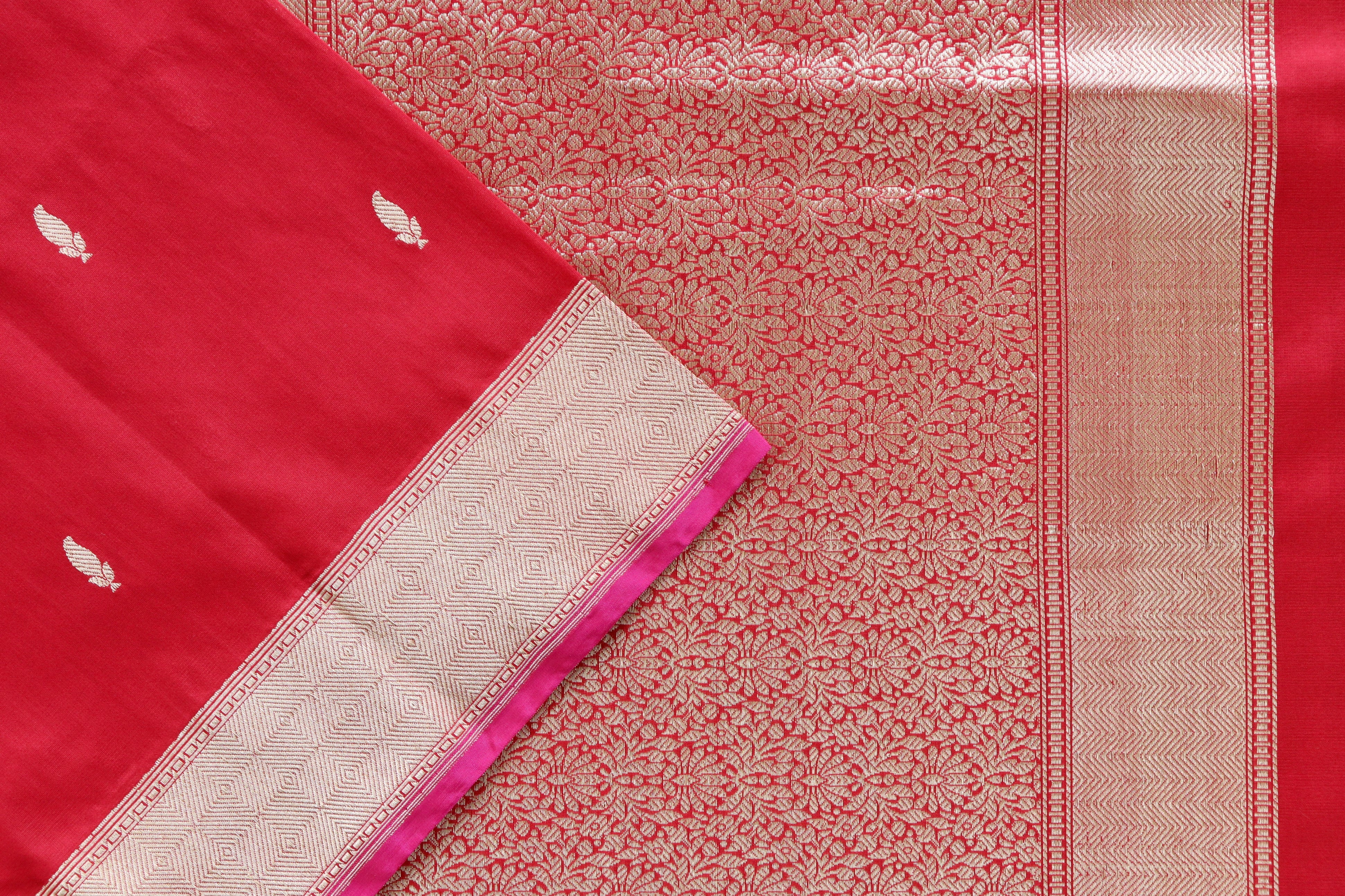 Red Kairy Kuniya Pure Silk Handloom Banarasi Saree