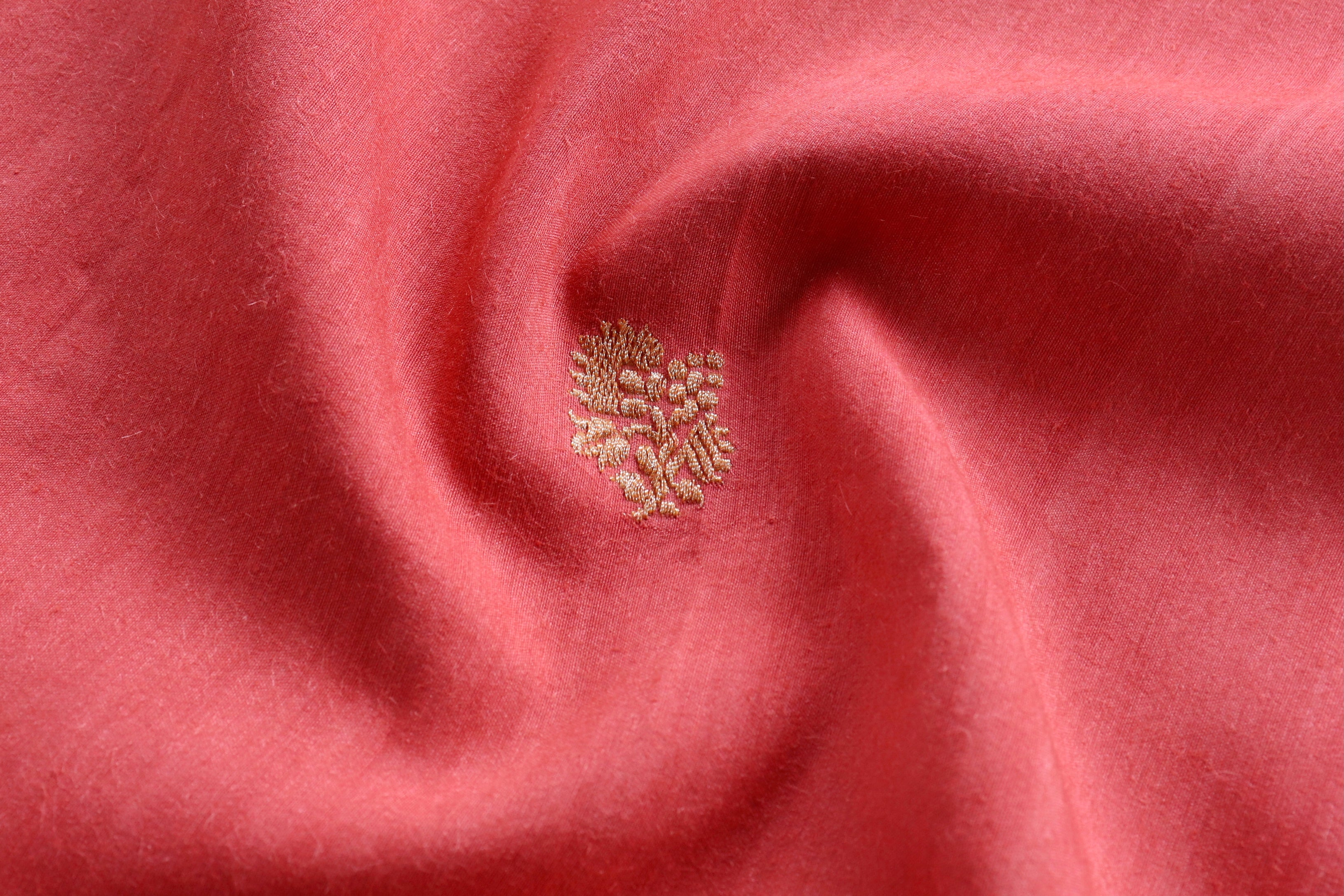 Carrot Pink Pure Munga Silk Handloom Banarasi Dupatta