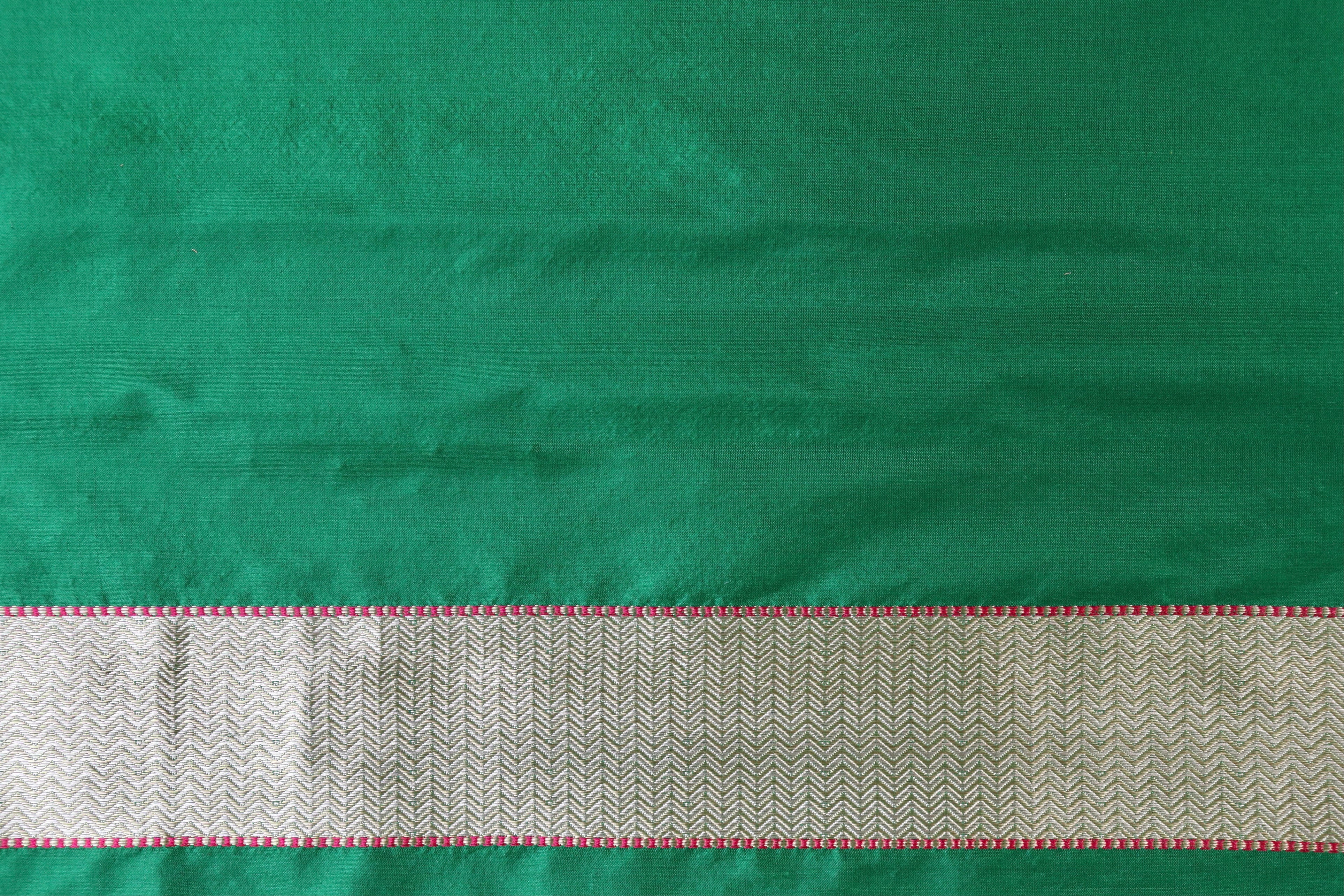 Shades Of Green Do Rukhi Resham Handwoven Banarasi Tanchoi Silk Saree