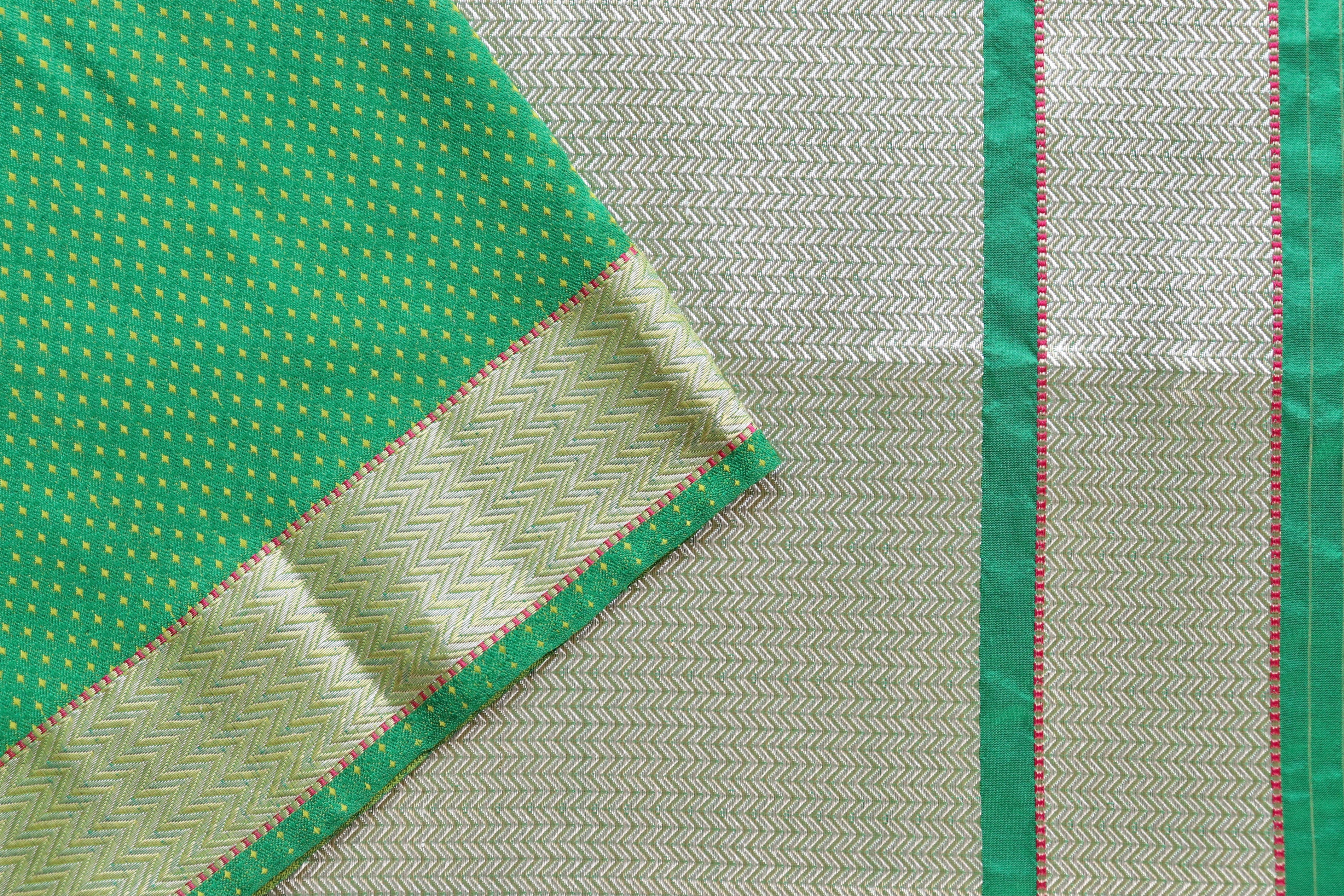Shades Of Green Do Rukhi Resham Handwoven Banarasi Tanchoi Silk Saree
