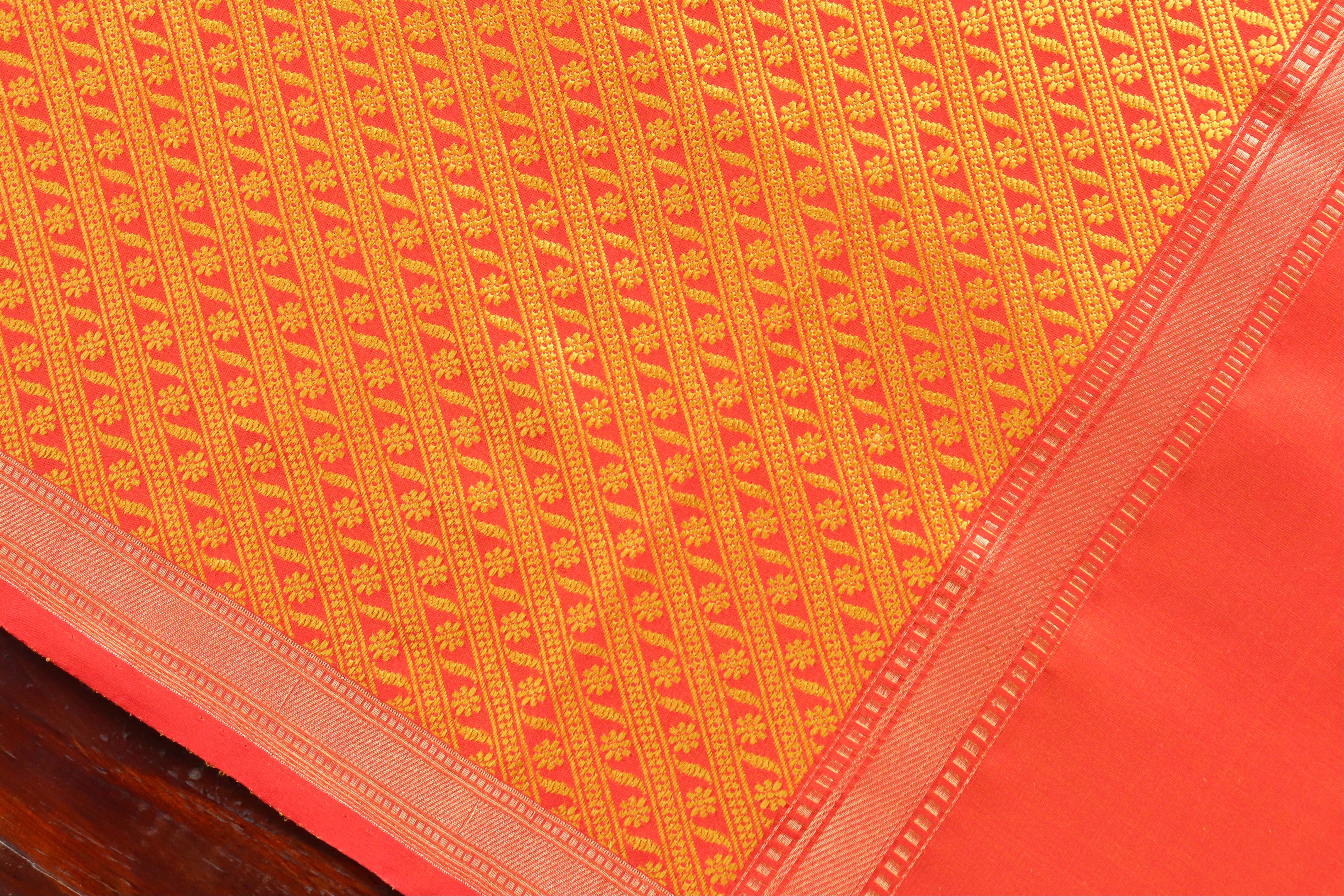 Saffron Pure Silk Handloom Banarasi Stole