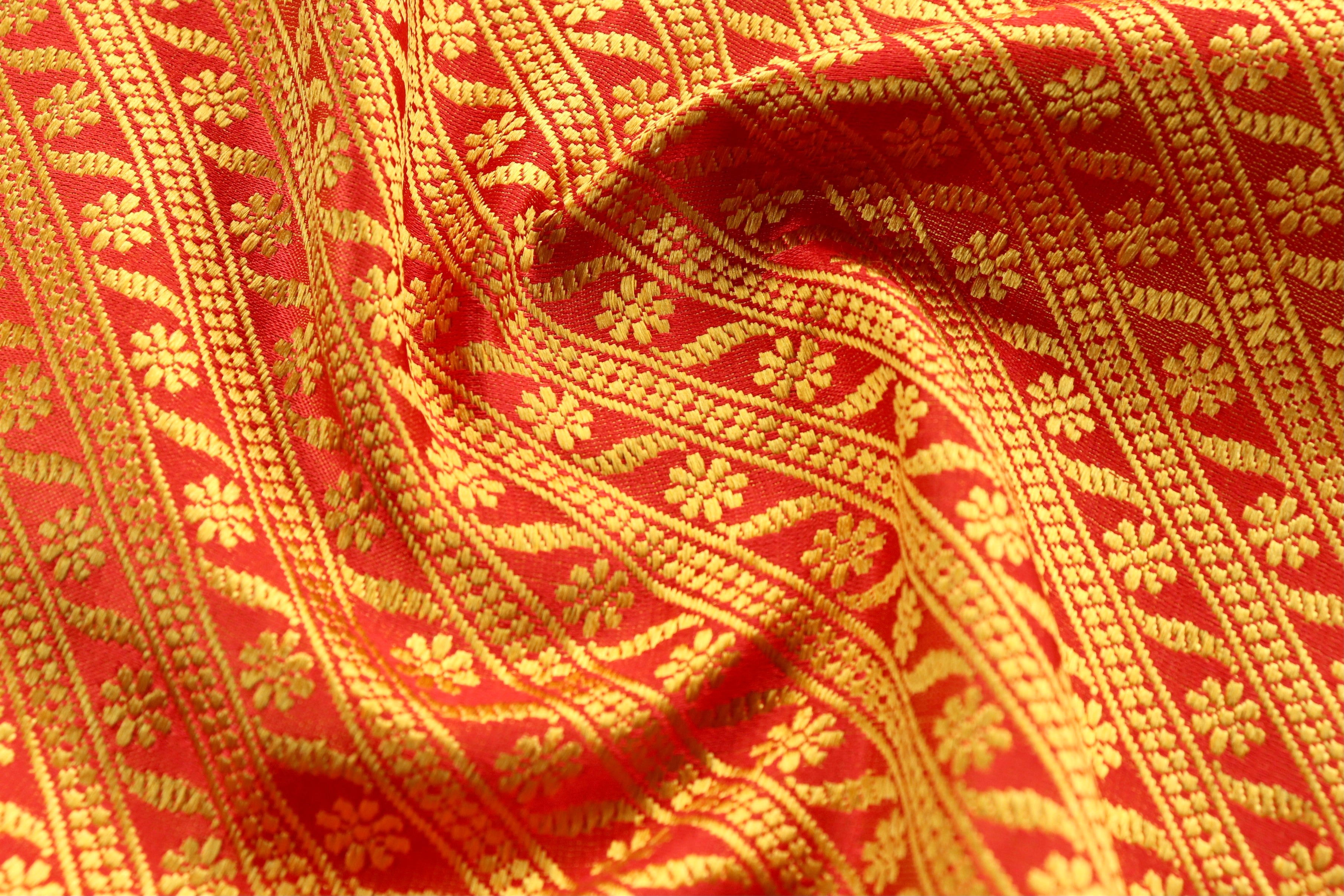 Saffron Pure Silk Handloom Banarasi Stole