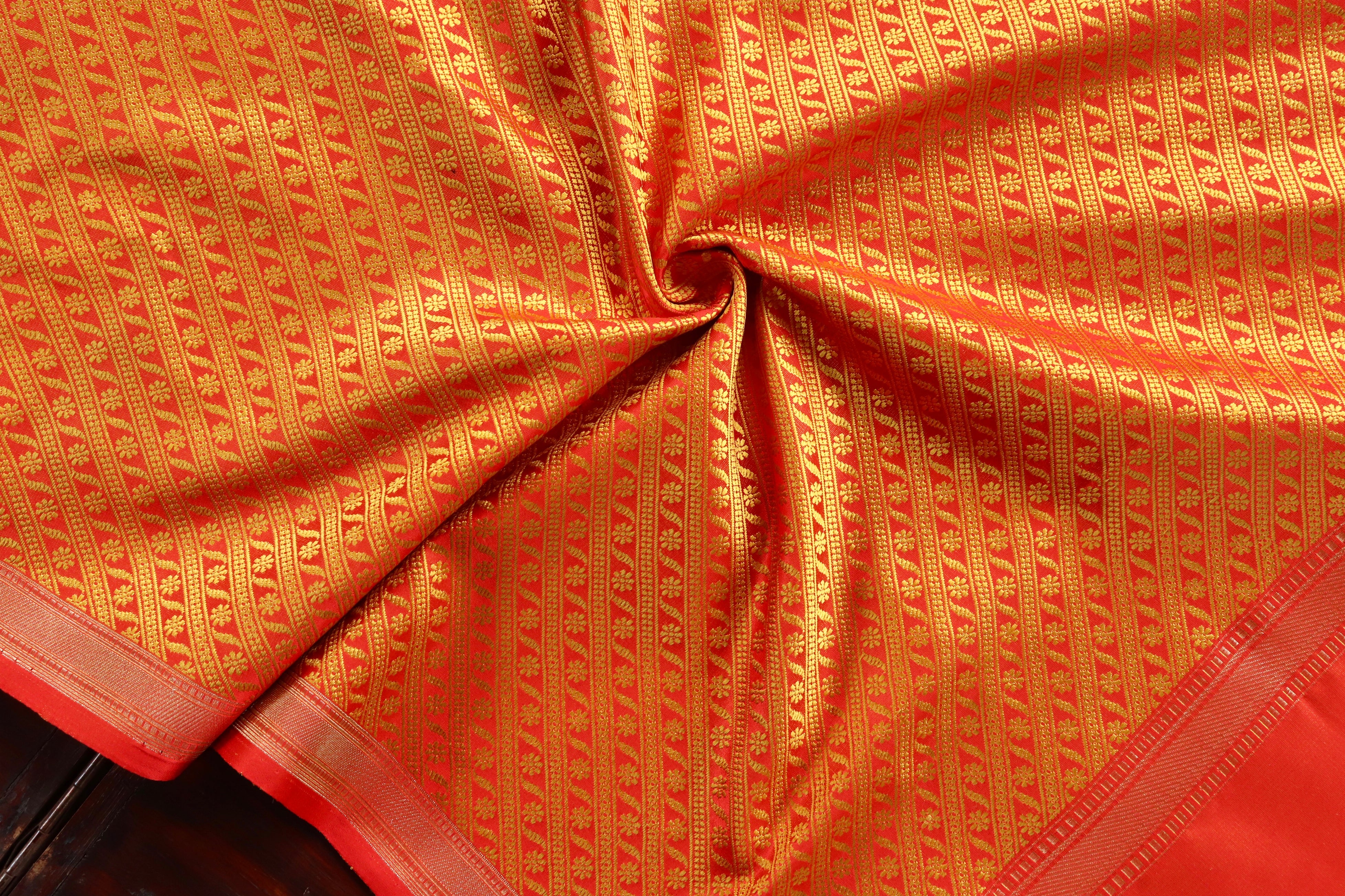 Saffron Pure Silk Handloom Banarasi Stole