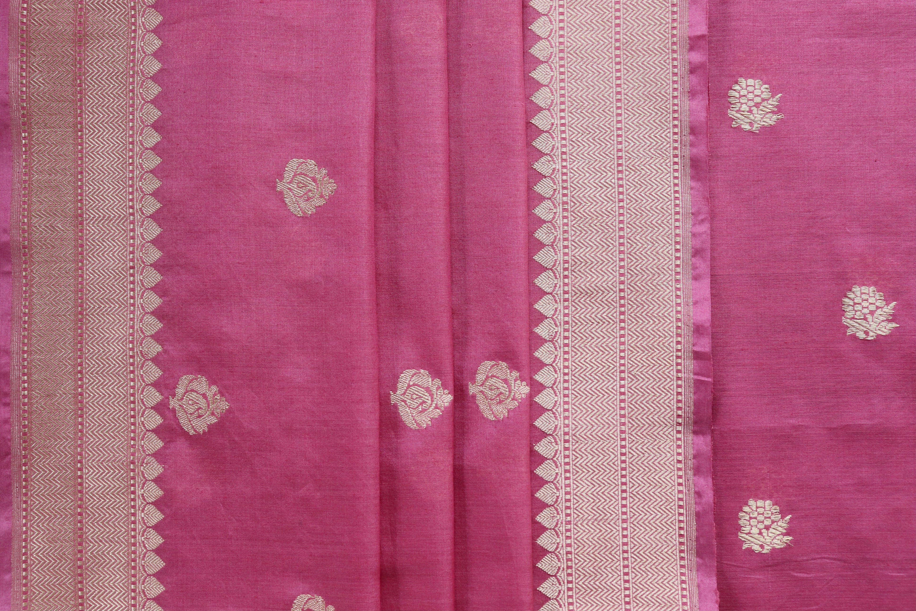 Blush Pink Katan By Cotton Silk Handloom Banarasi Suit Set