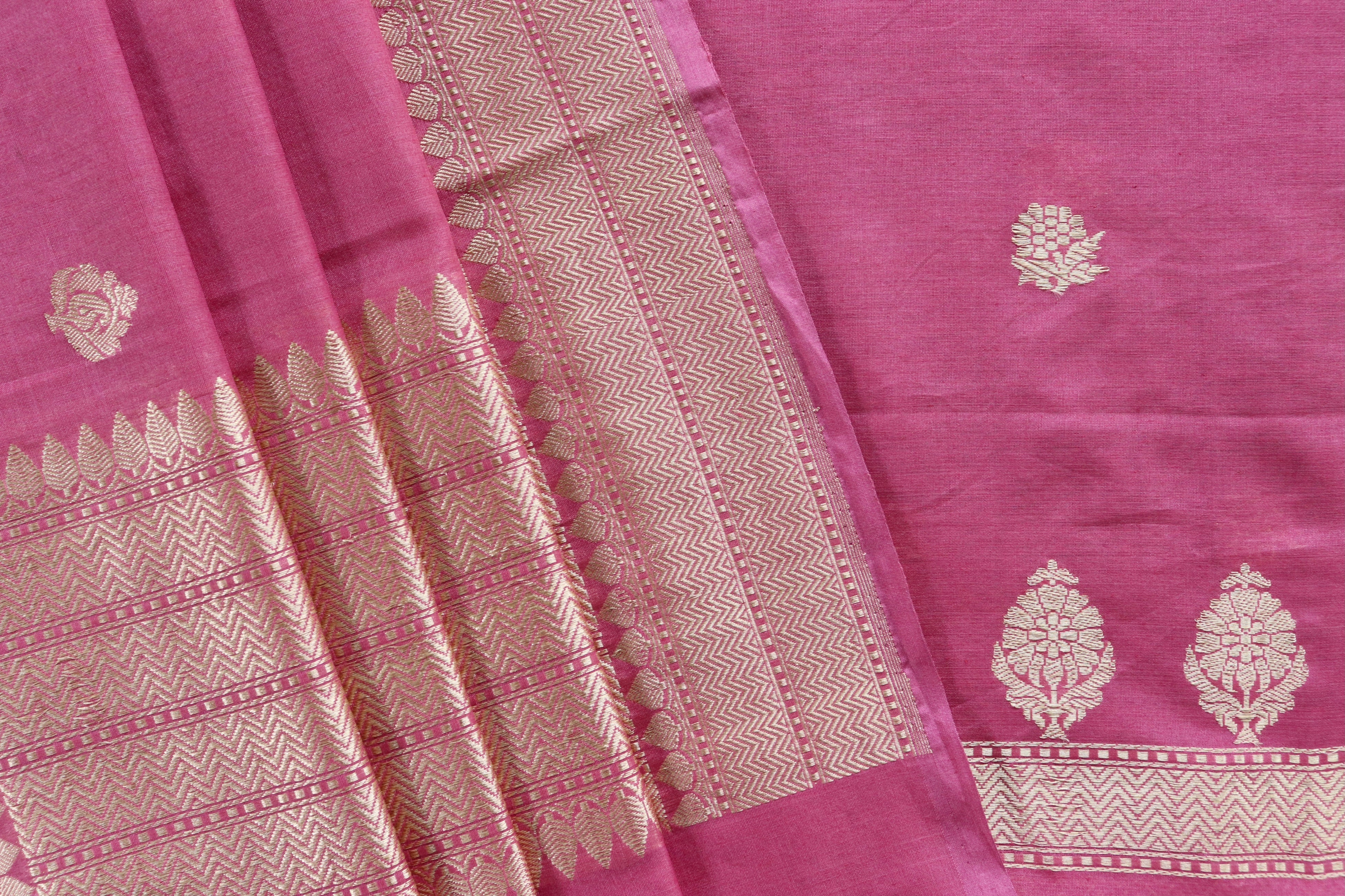 Blush Pink Katan By Cotton Silk Handloom Banarasi Suit Set