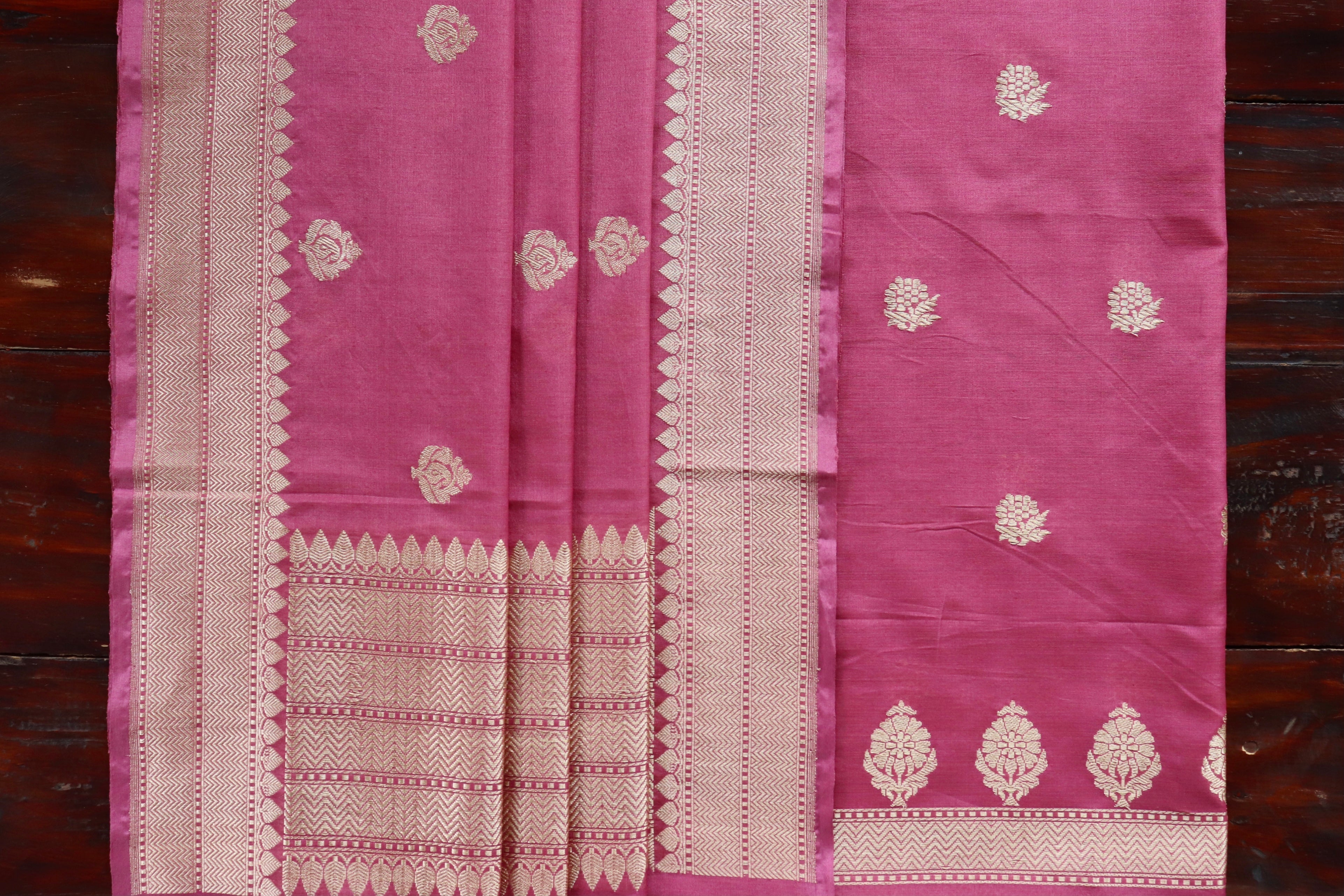 Blush Pink Katan By Cotton Silk Handloom Banarasi Suit Set