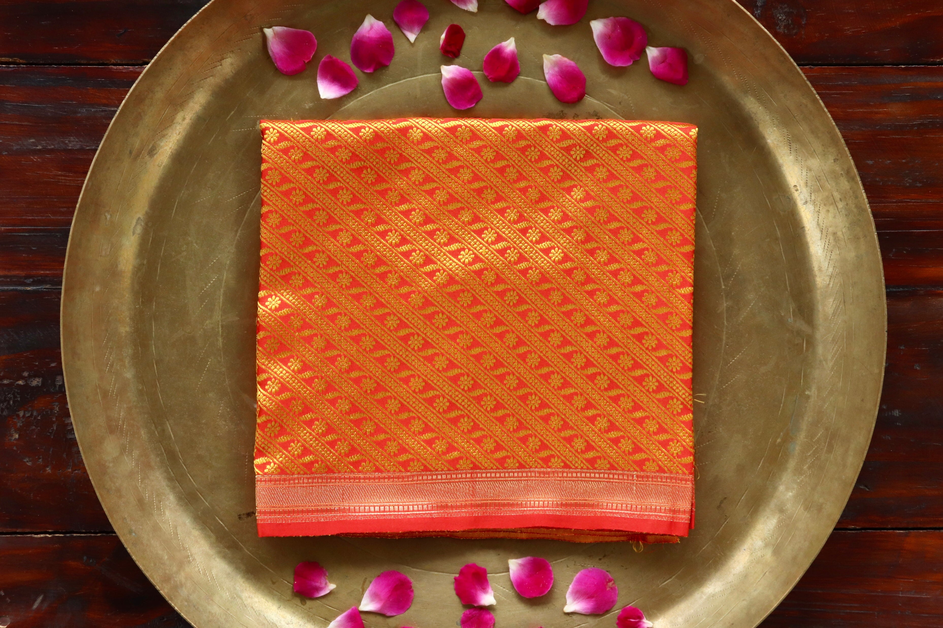 Saffron Pure Silk Handloom Banarasi Stole