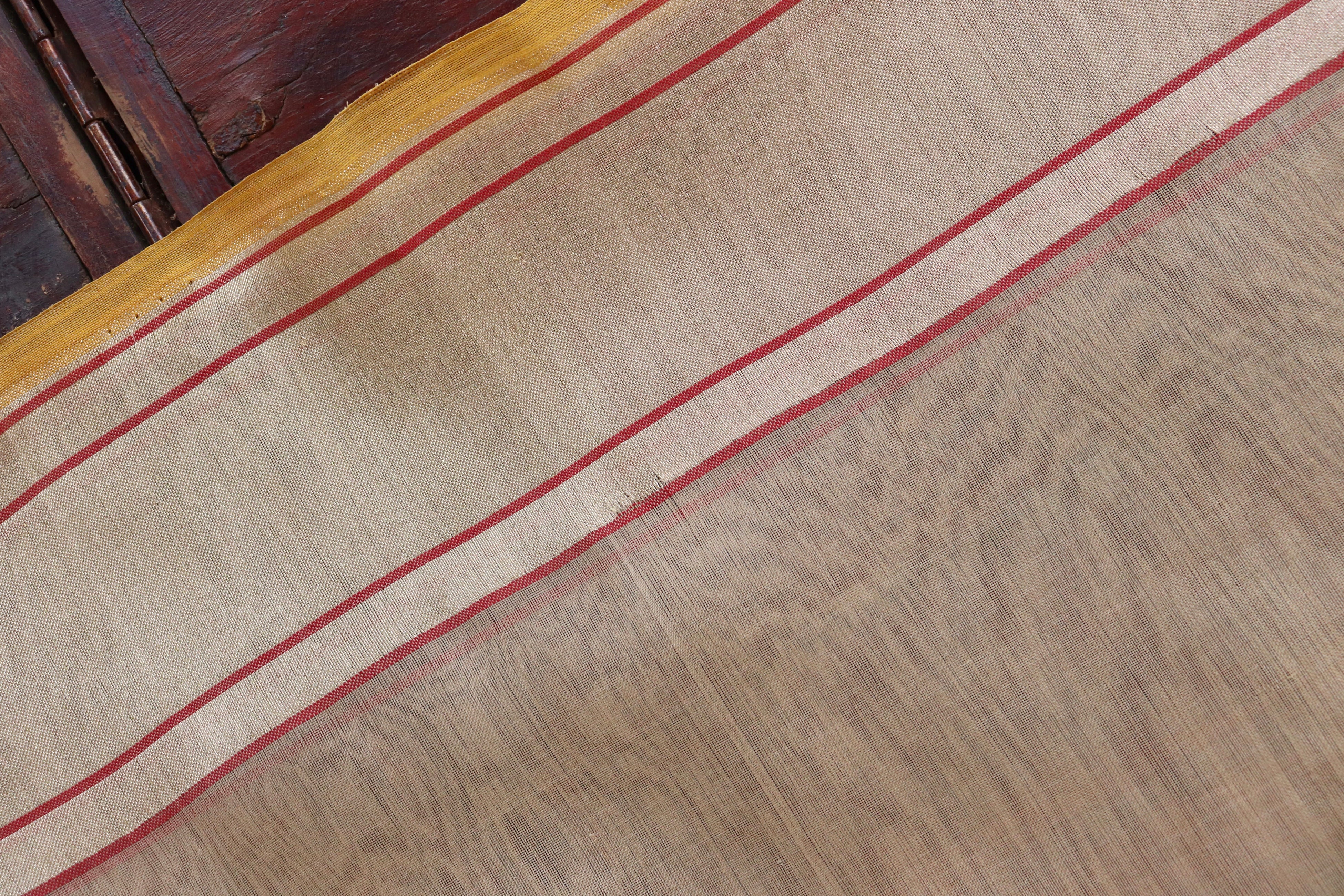 Beige Pure Kora Silk Handloom Banarasi Saree