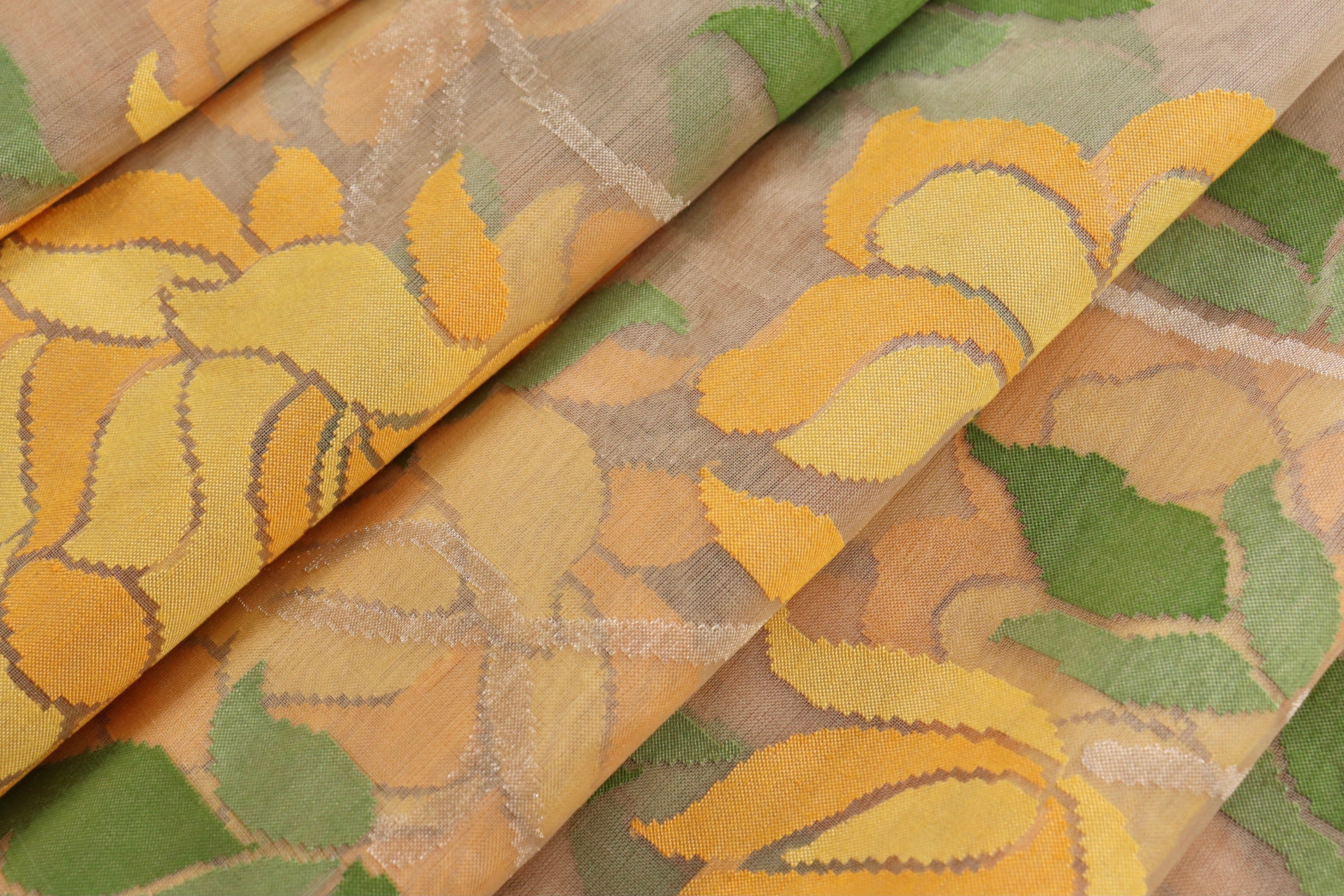 Beige Pure Kora Silk Handloom Banarasi Saree