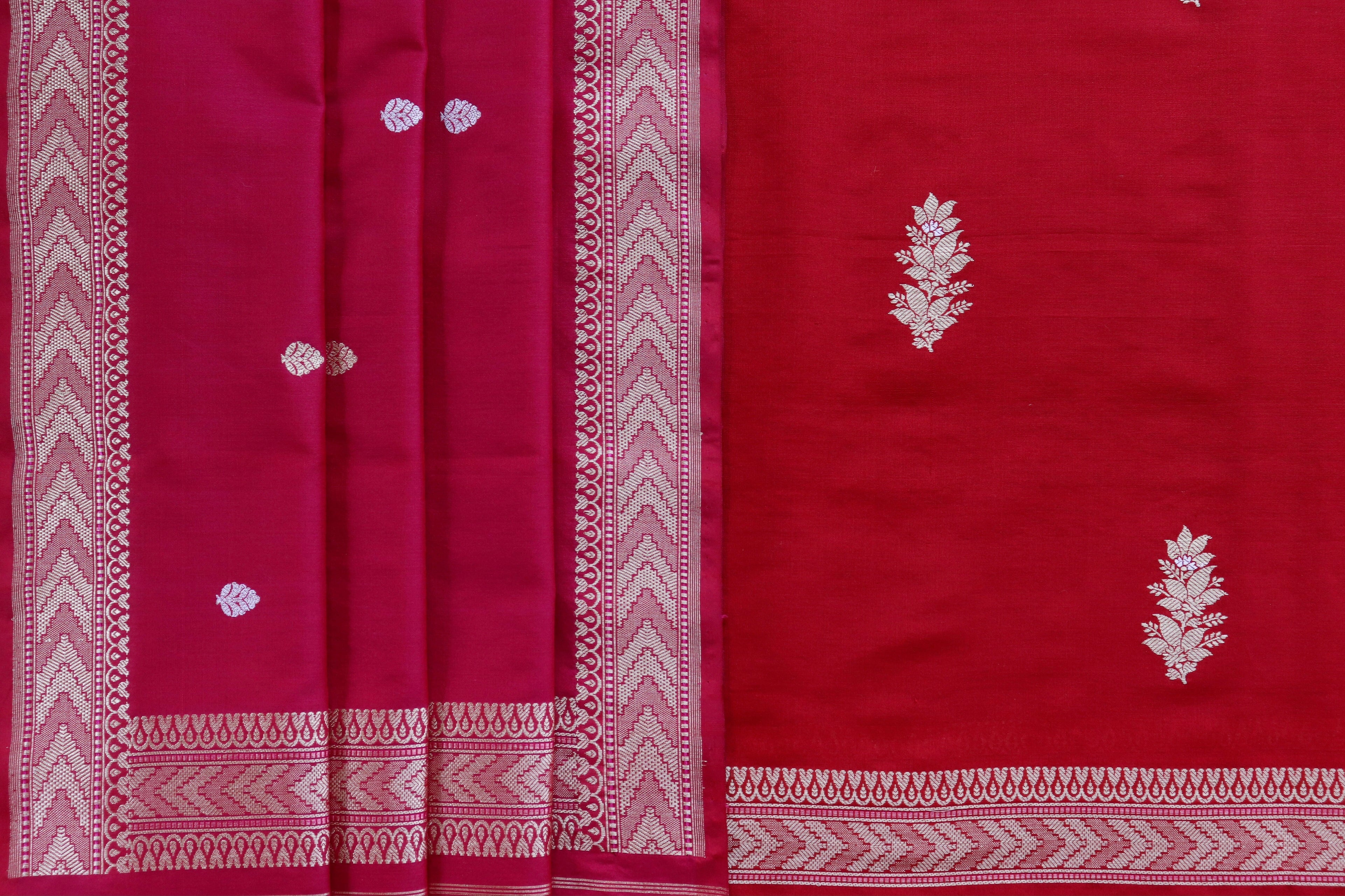 Red Katan Silk Handloom Banarasi Suit Set