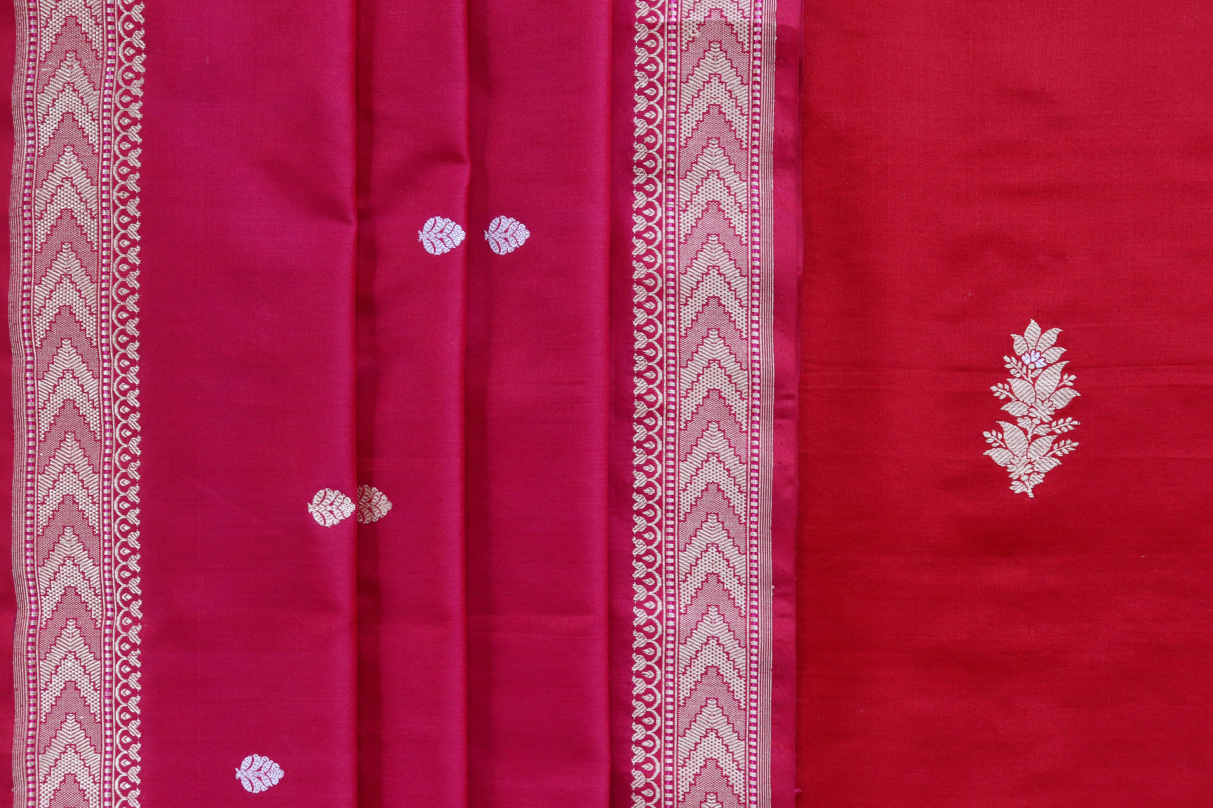 Red Katan Silk Handloom Banarasi Suit Set