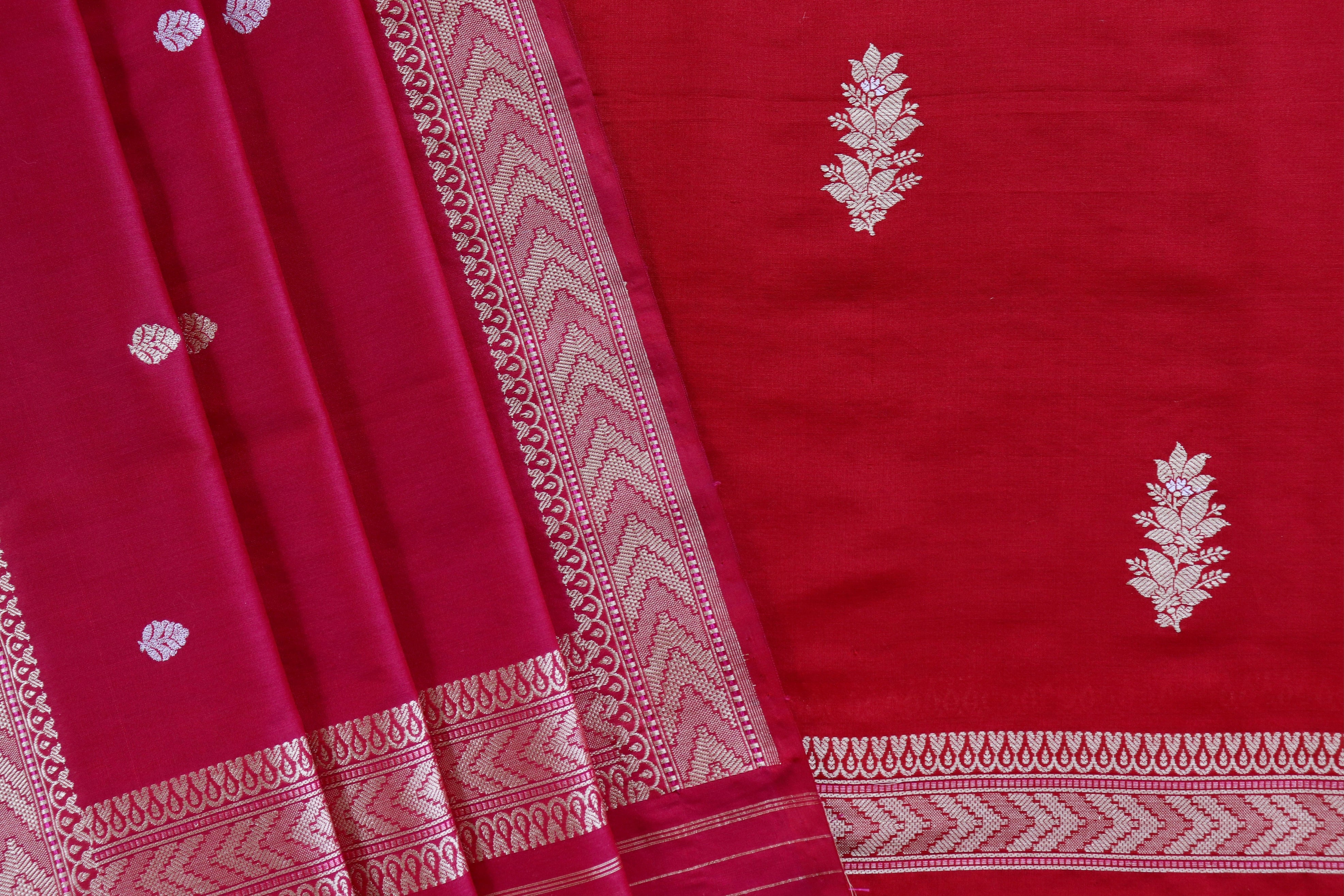 Red Katan Silk Handloom Banarasi Suit Set