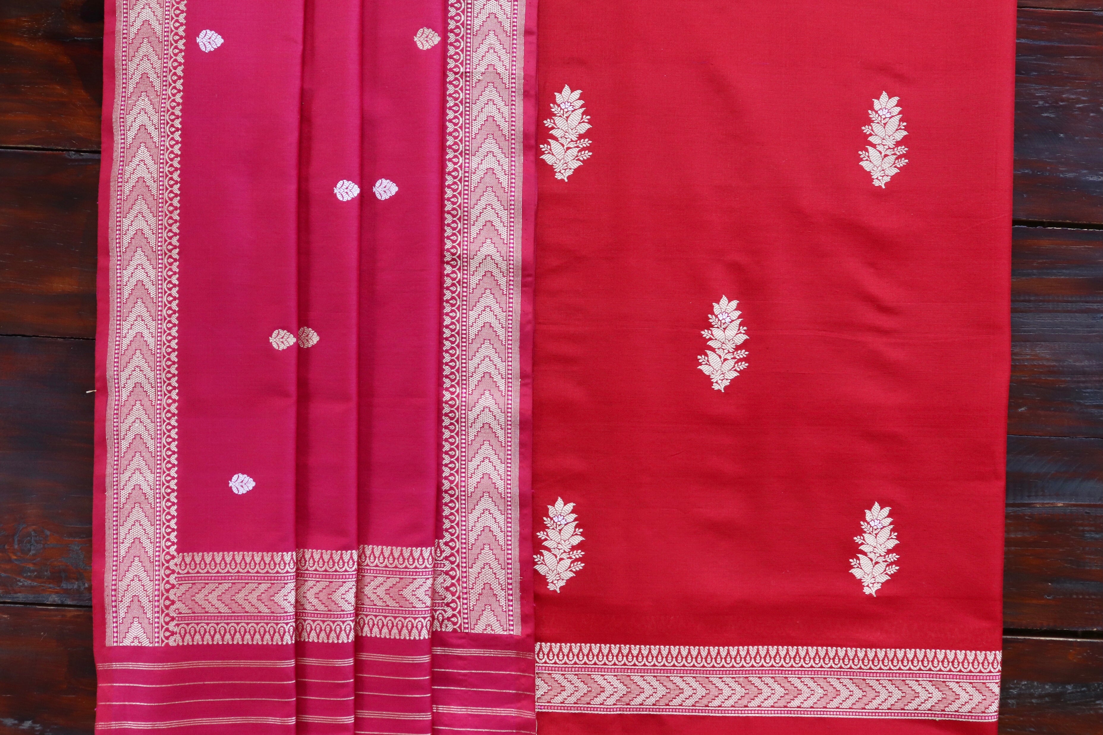 Red Katan Silk Handloom Banarasi Suit Set