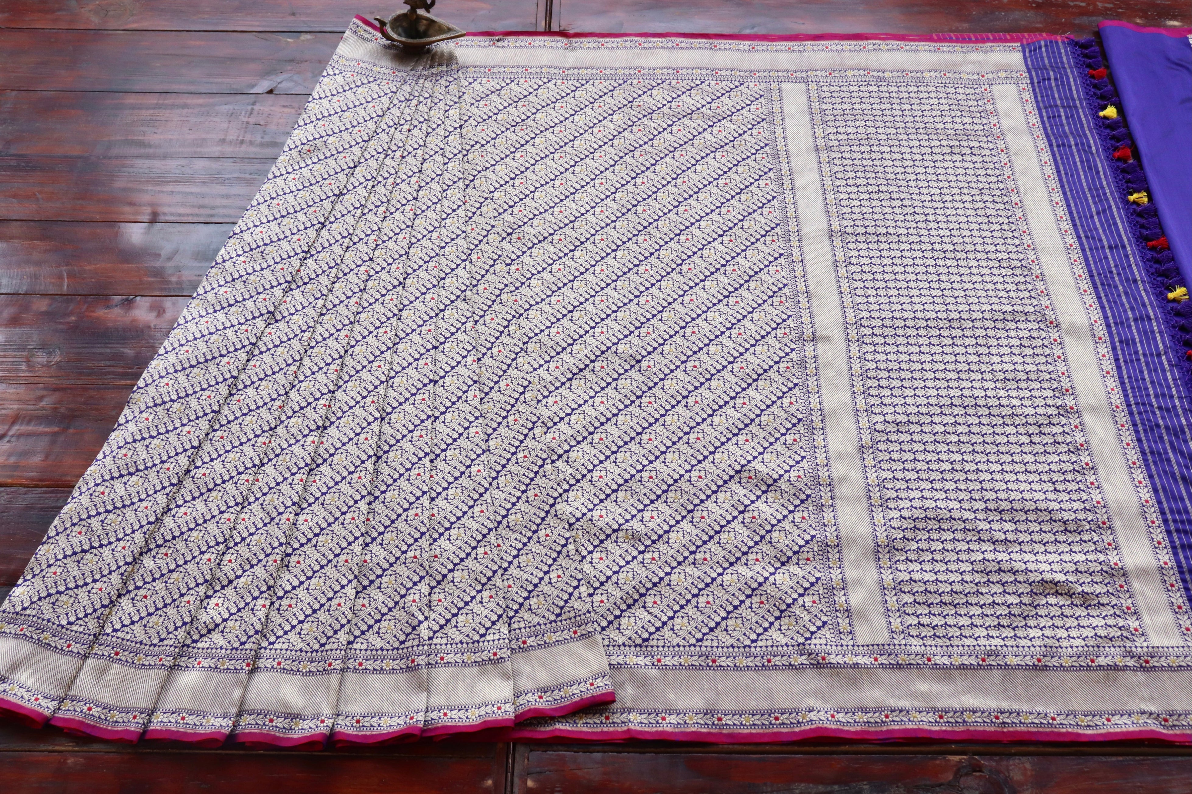 Blue Meenadar Adda Tanchoi Pure Silk Handloom Banarasi Saree