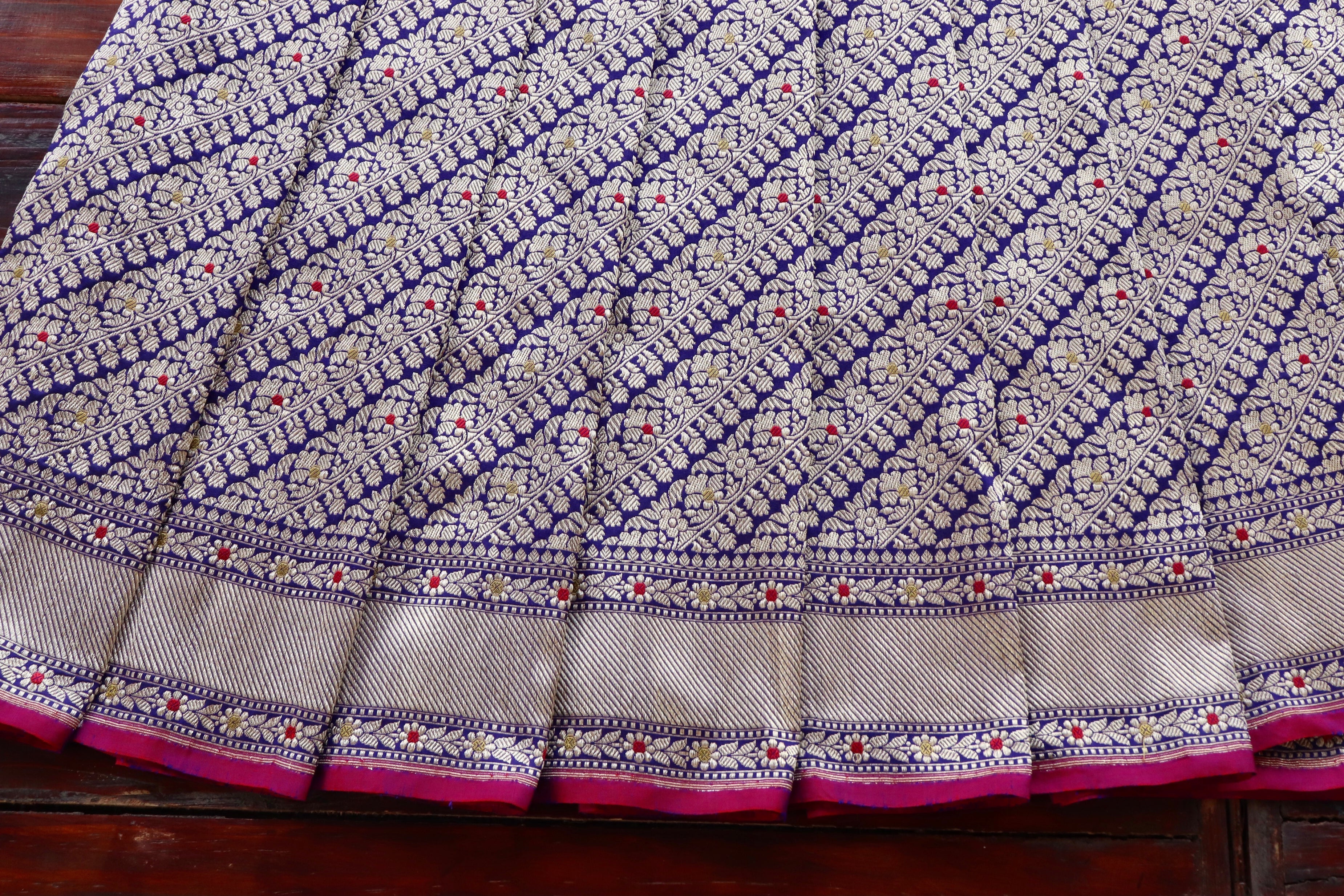 Blue Meenadar Adda Tanchoi Pure Silk Handloom Banarasi Saree