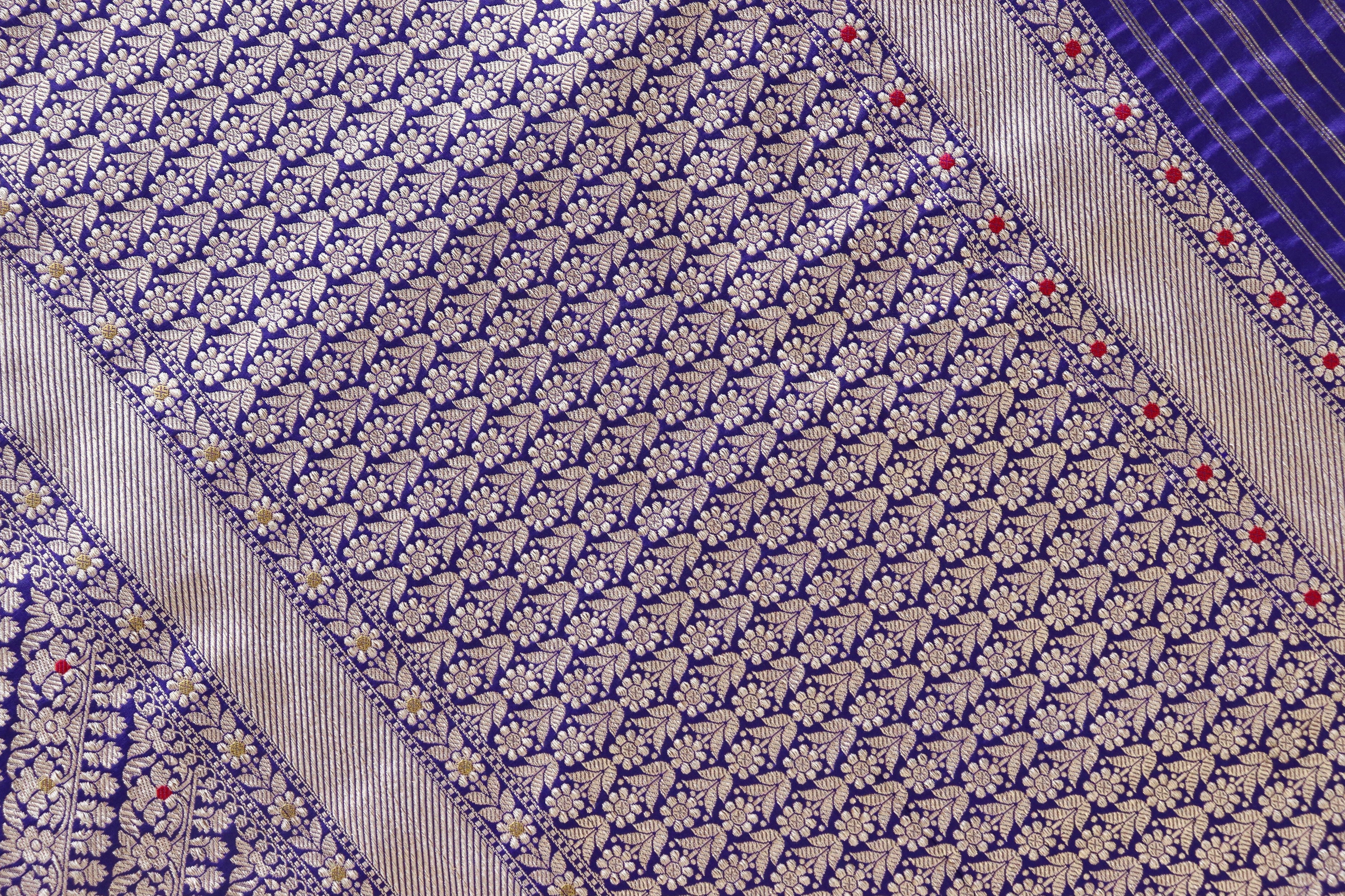 Blue Meenadar Adda Tanchoi Pure Silk Handloom Banarasi Saree