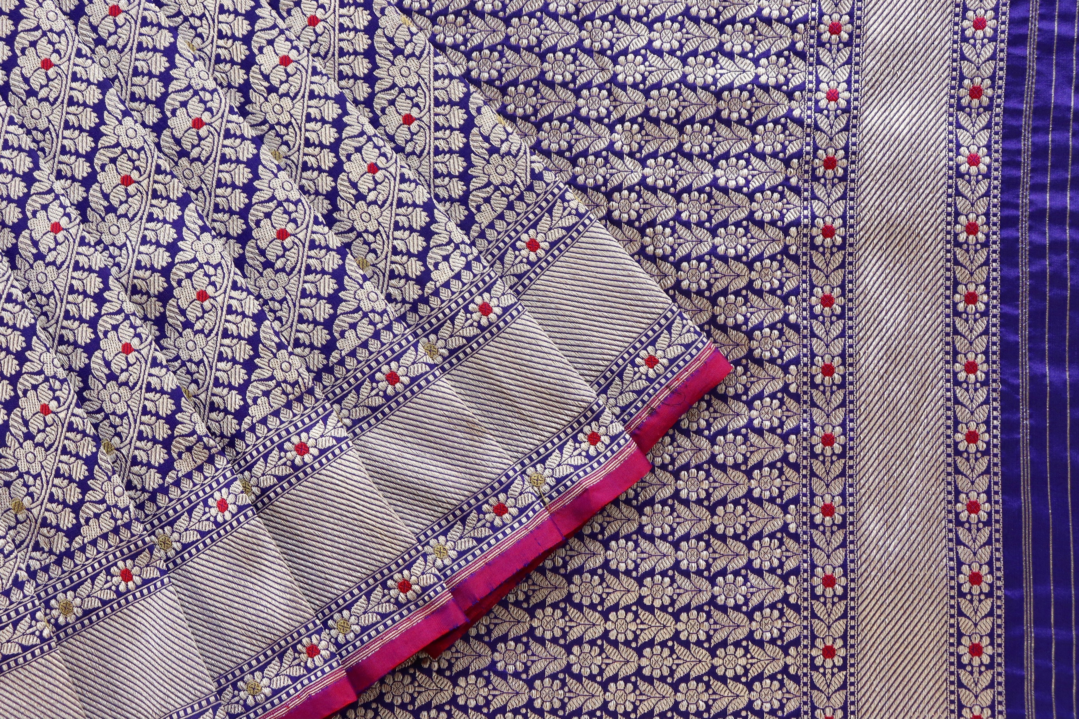 Blue Meenadar Adda Tanchoi Pure Silk Handloom Banarasi Saree