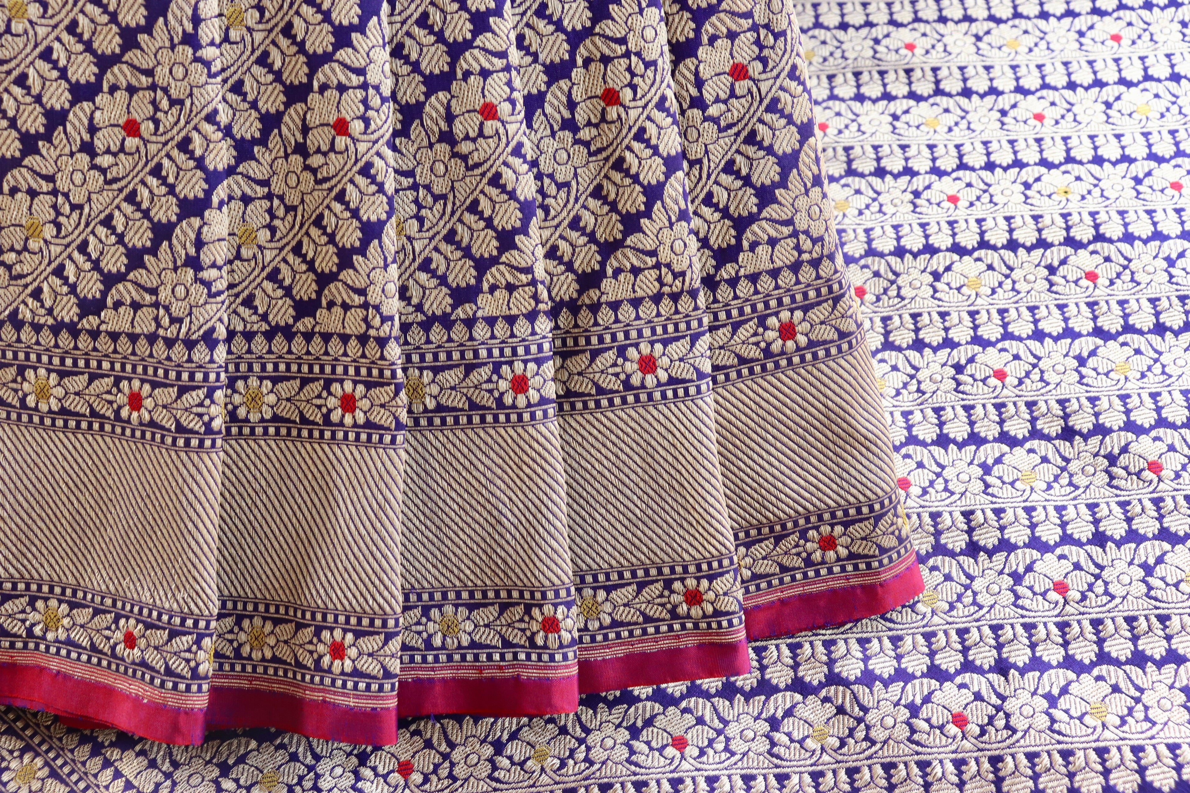 Blue Meenadar Adda Tanchoi Pure Silk Handloom Banarasi Saree