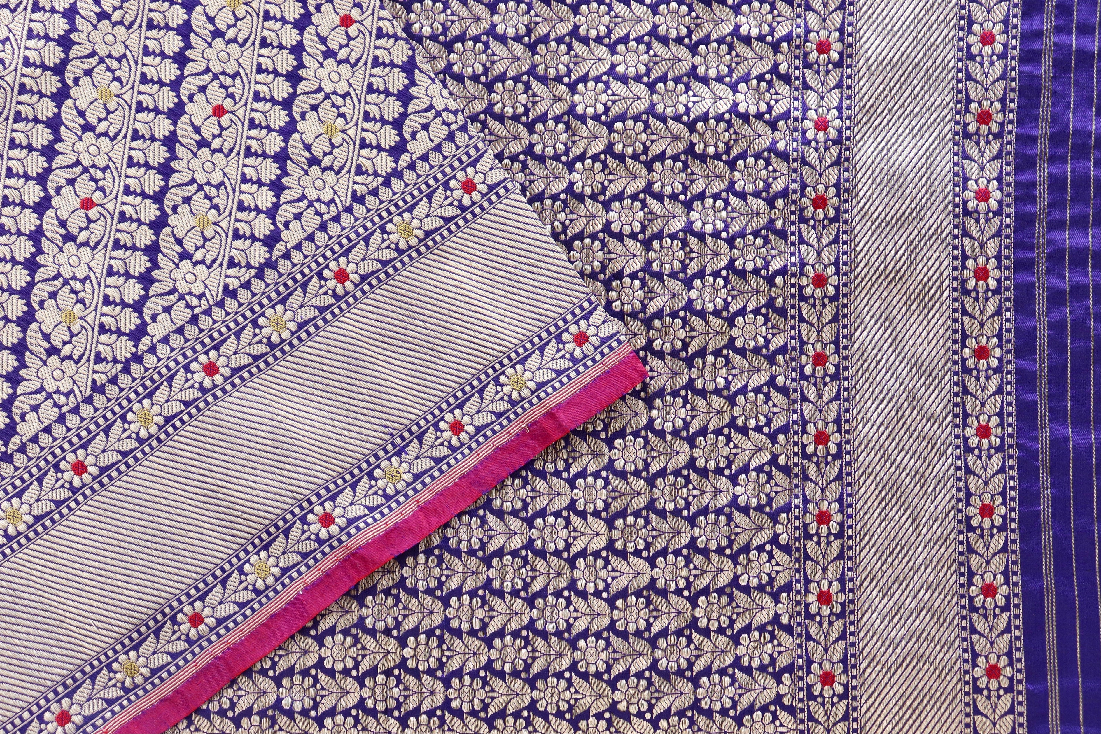 Blue Meenadar Adda Tanchoi Pure Silk Handloom Banarasi Saree