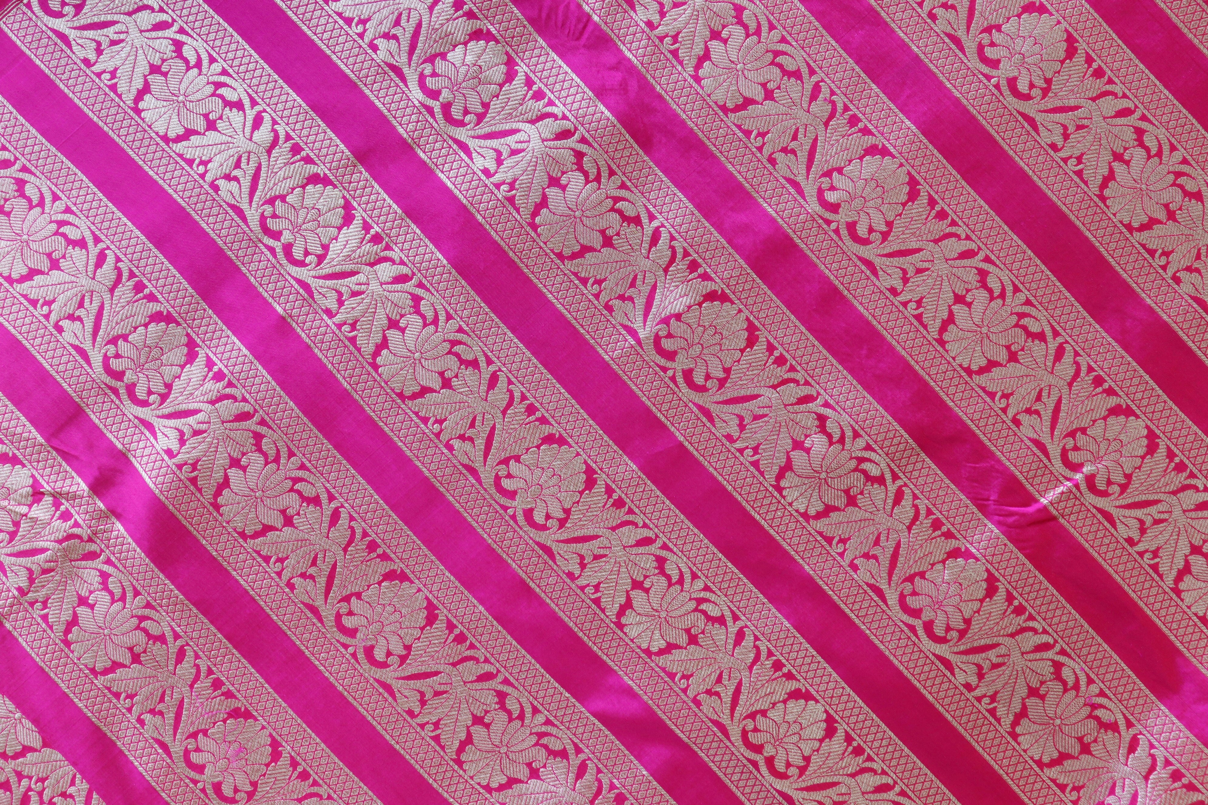 Hot Pink Meenadar Pure Silk Banarasi Lehenga