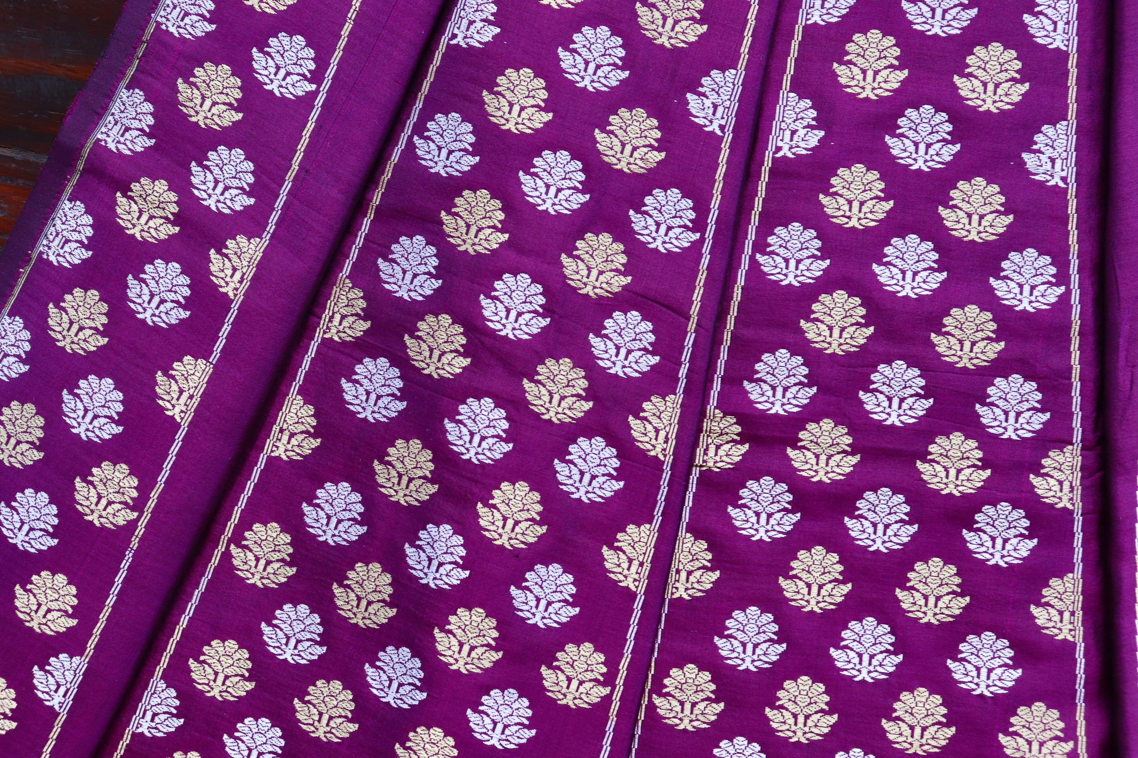 Purple Meenadar Cutwork Pure Silk Banarasi Lehenga