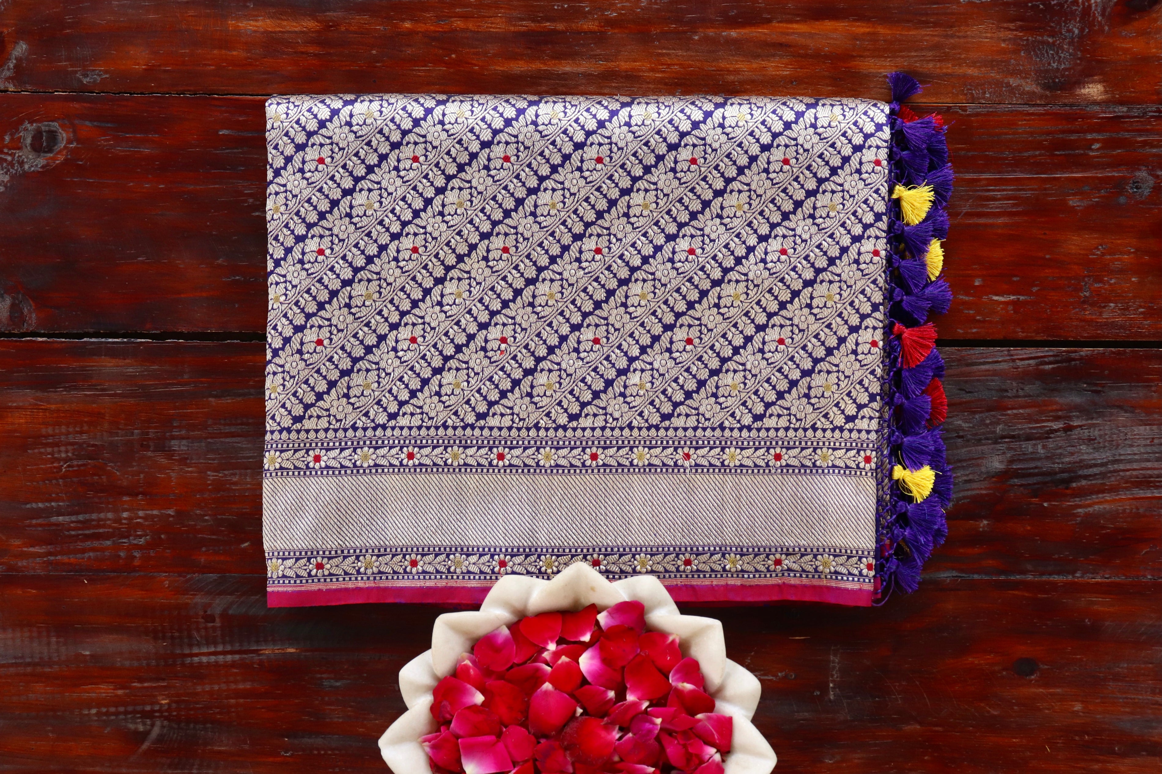 Blue Meenadar Adda Tanchoi Pure Silk Handloom Banarasi Saree