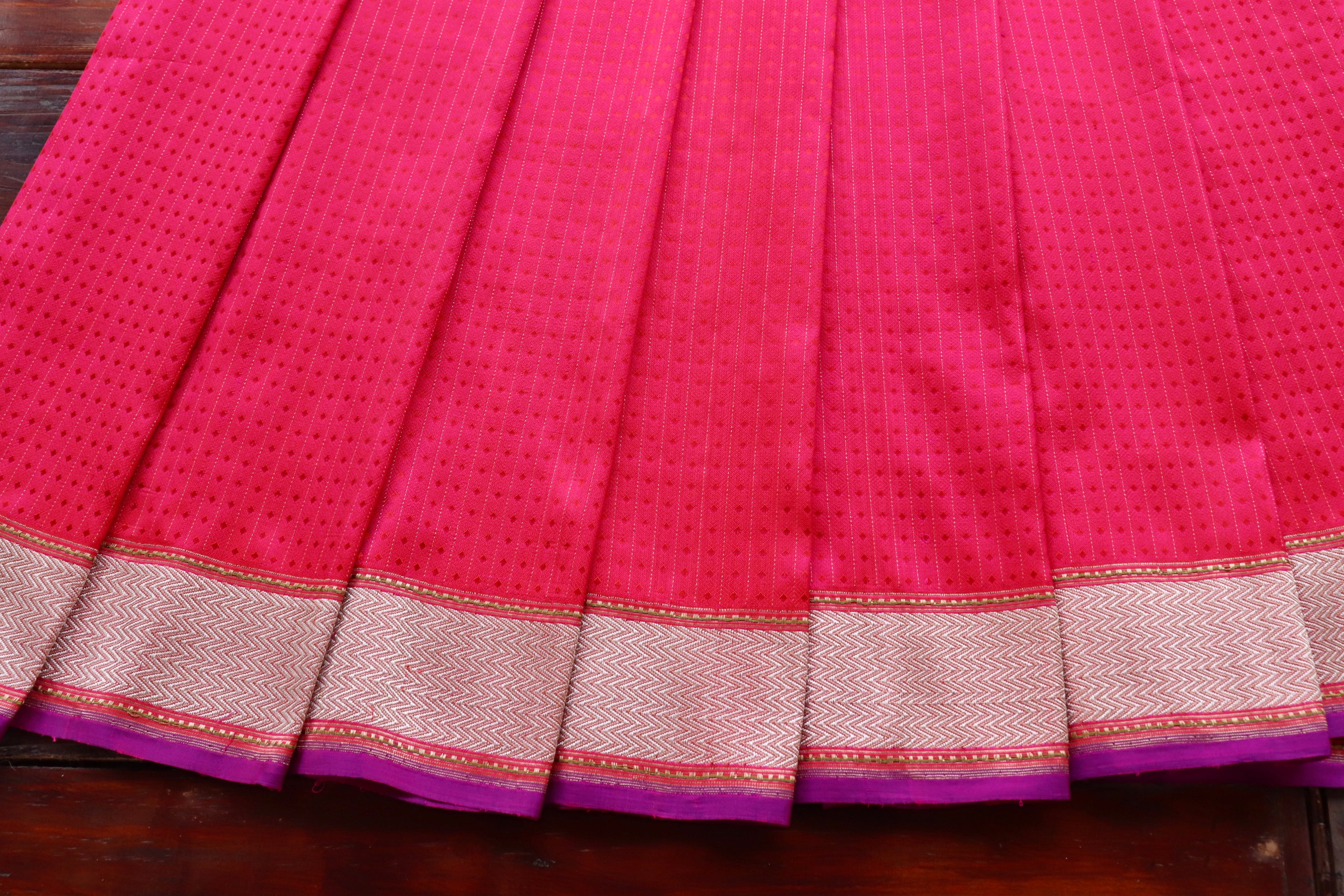 Pink Resham Handwoven Banarasi Tanchoi Silk Saree