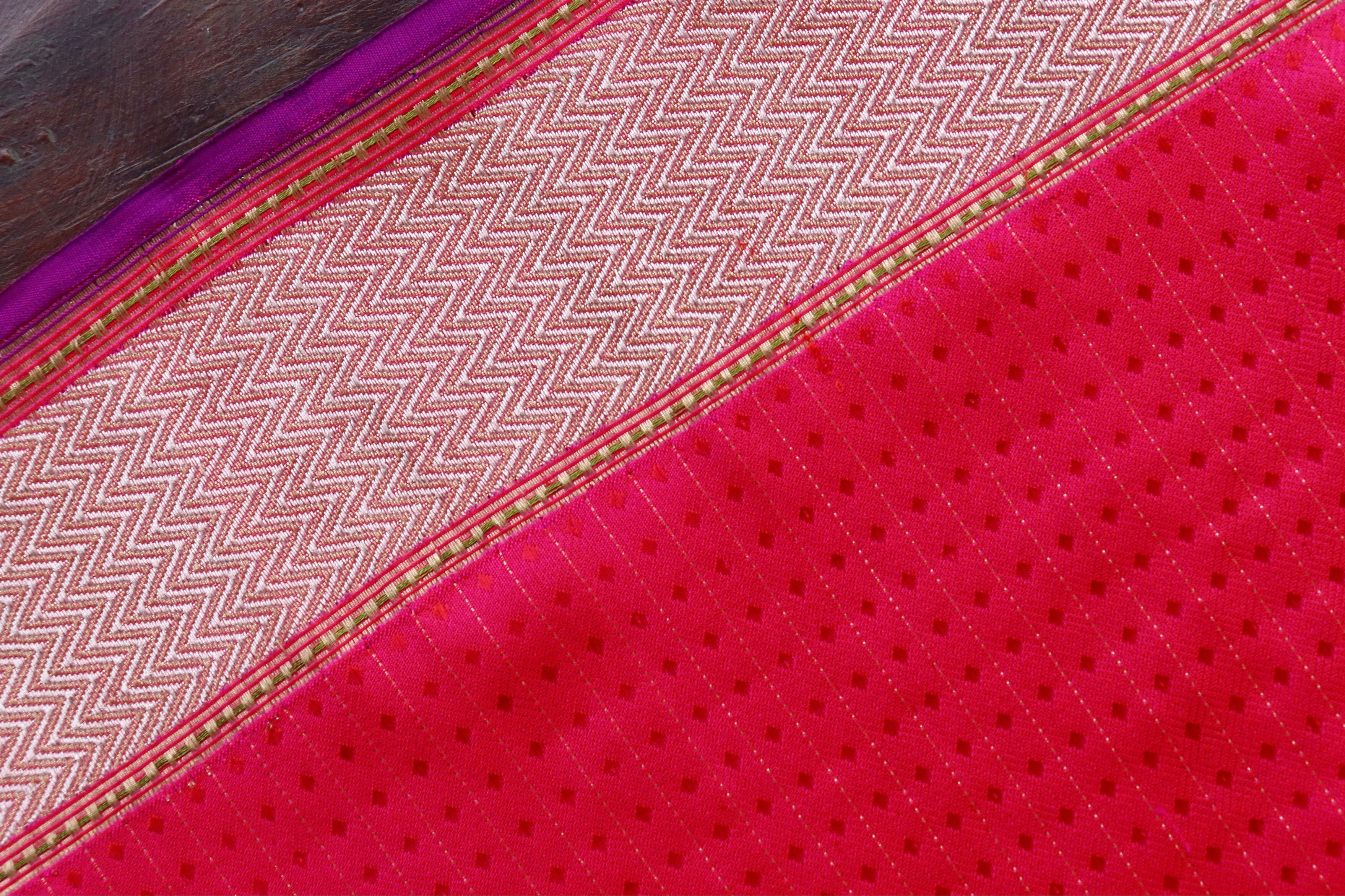 Pink Resham Handwoven Banarasi Tanchoi Silk Saree