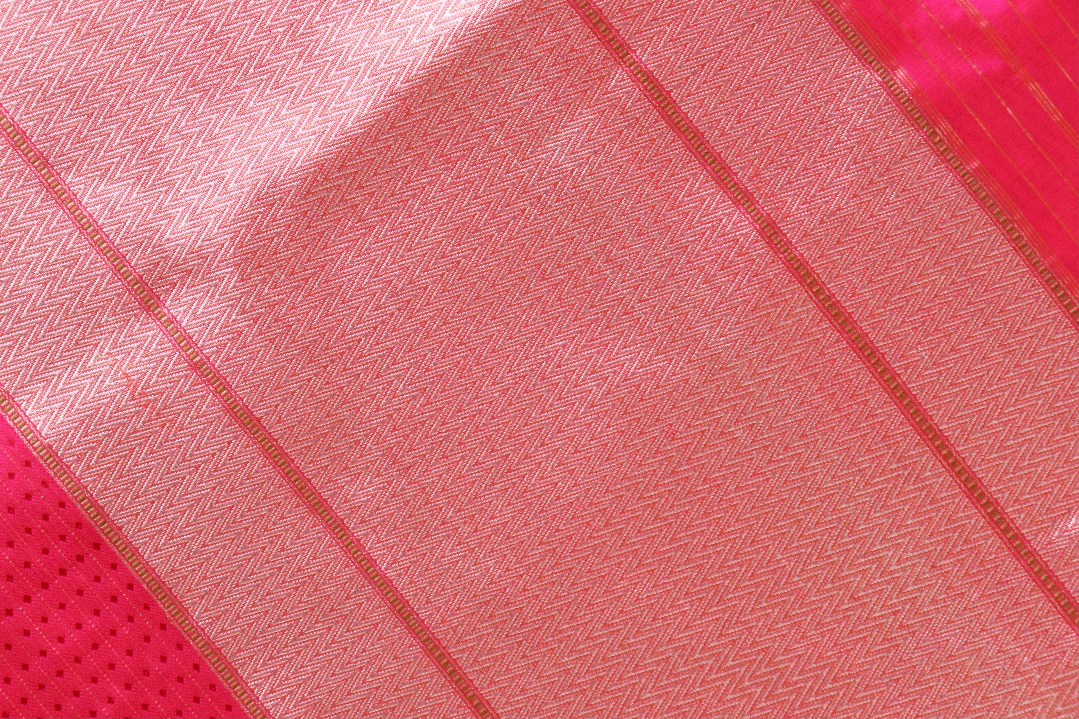 Pink Resham Handwoven Banarasi Tanchoi Silk Saree