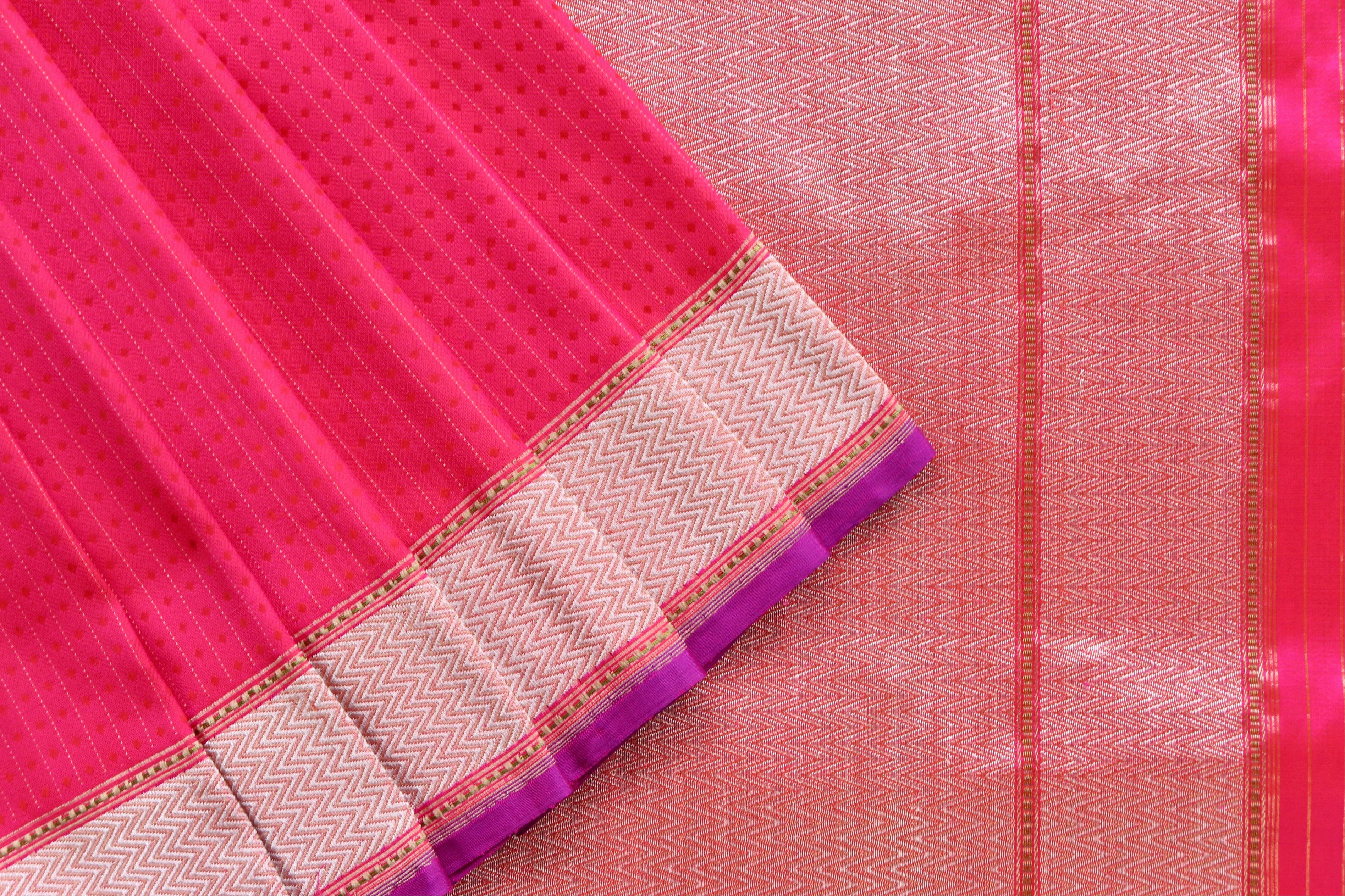 Pink Resham Handwoven Banarasi Tanchoi Silk Saree