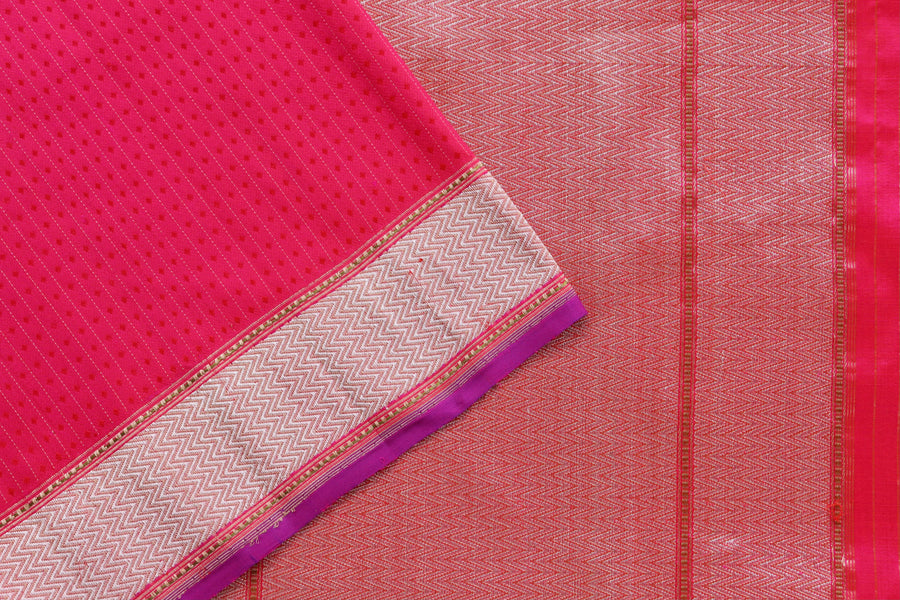 Pink Resham Handwoven Banarasi Tanchoi Silk Saree