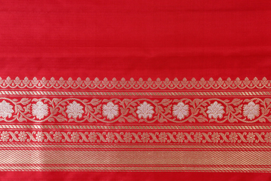 Classic Red Kadhua Phool Jangla Katan Silk | Stuti Weaves