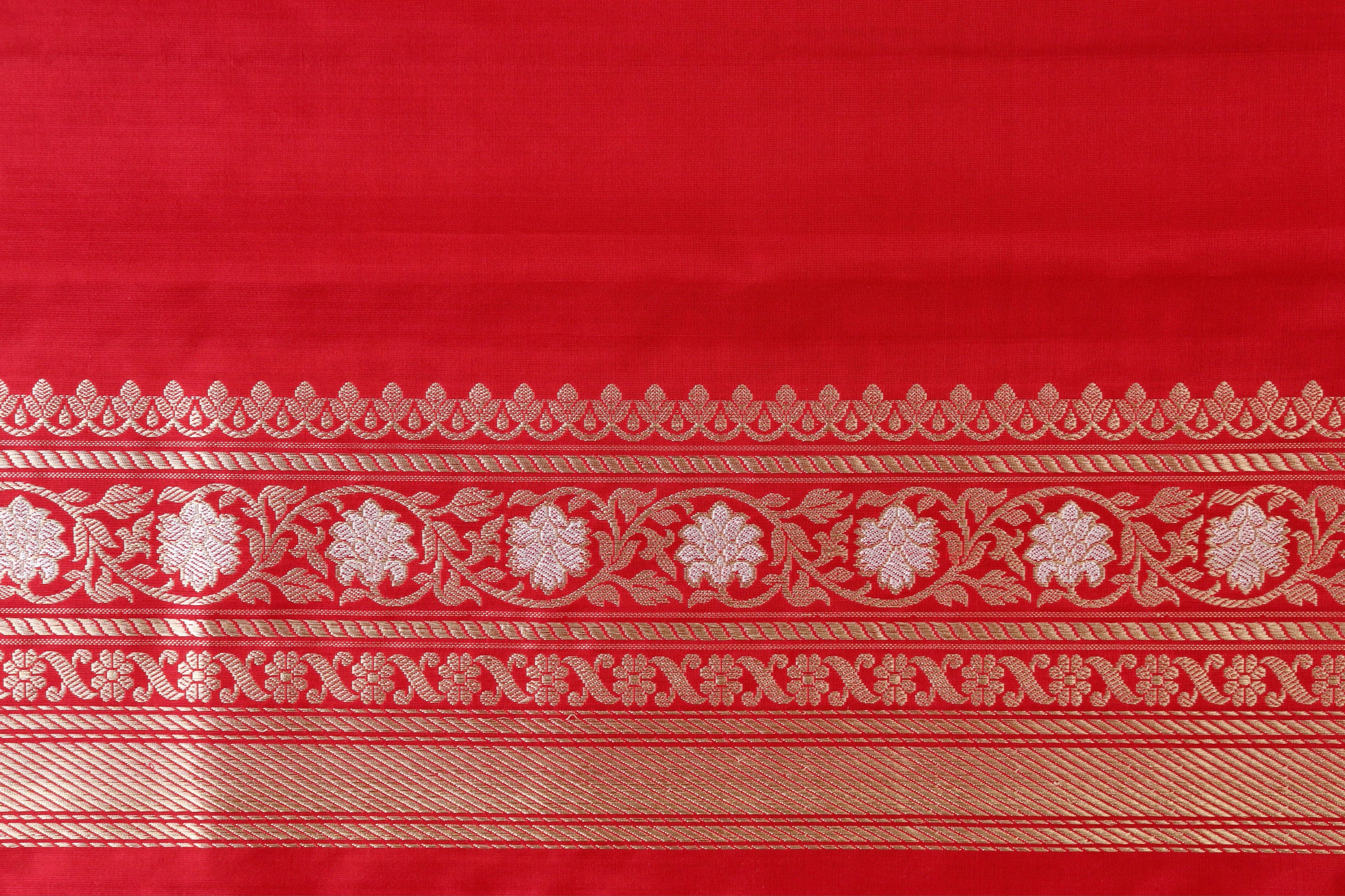 Classic Red Kadhua Phool Jangla Katan Silk Saree