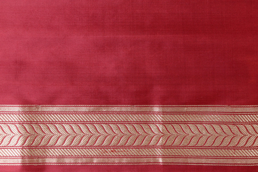 Maroon Kadhua Shikargah Pure Silk Banarasi Saree | Stuti Weaves