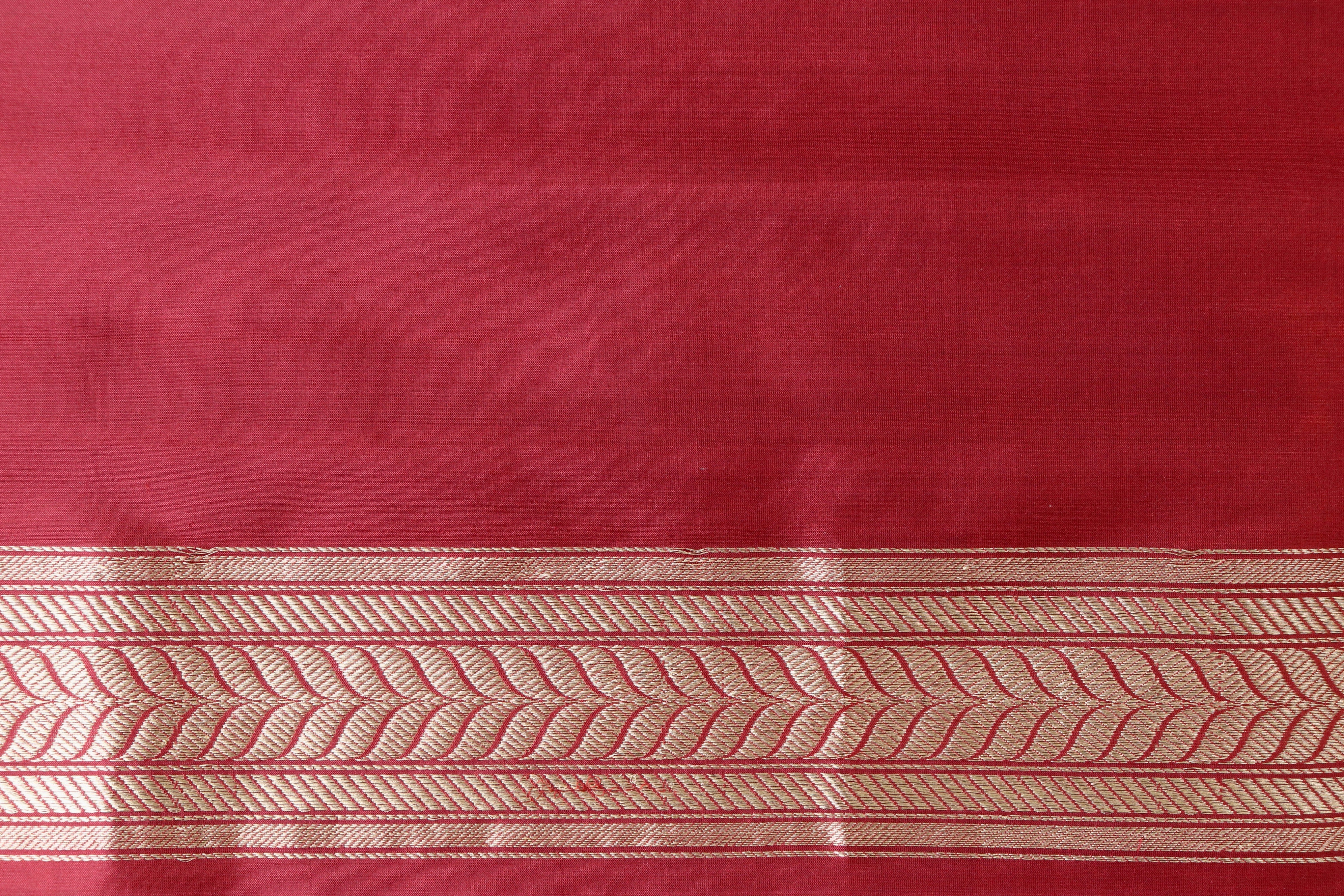 Maroon Kadhua Shikargah Pure Silk Handloom Banarasi Saree