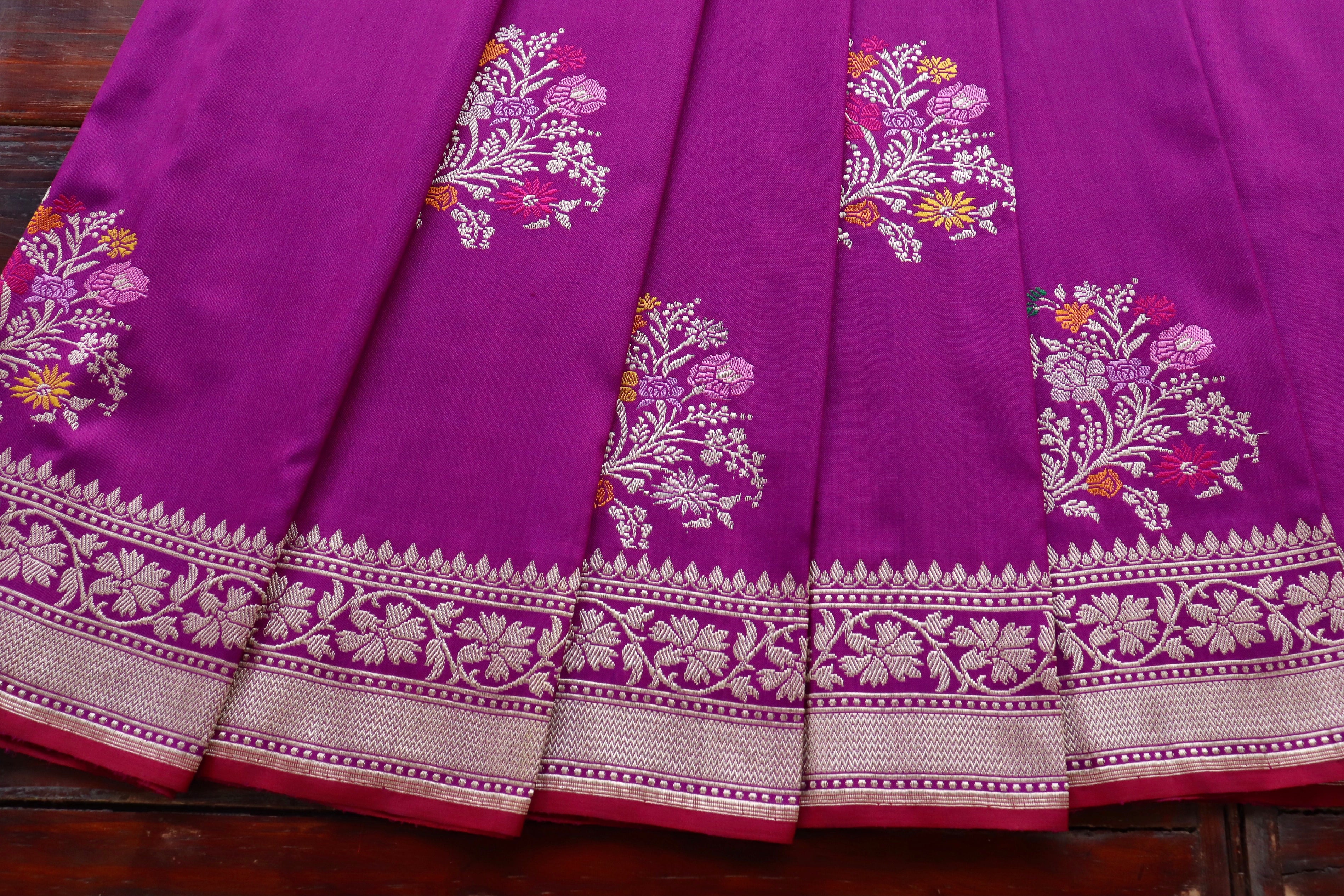 Purple Guldasta Motif Pure Katan Silk Handloom Saree