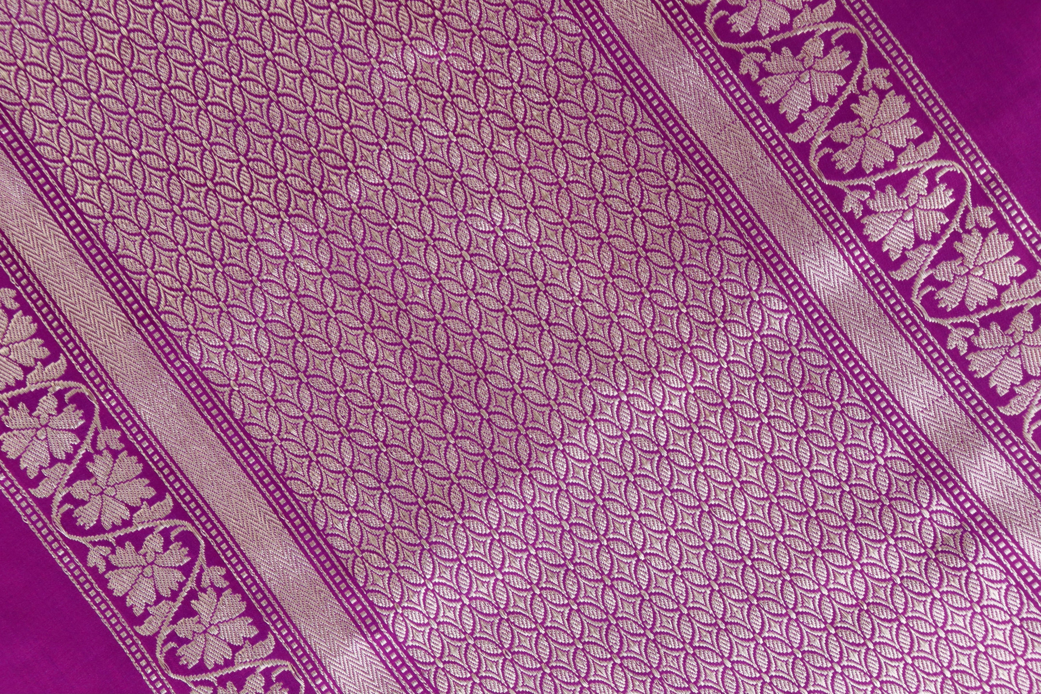 Purple Guldasta Motif Pure Katan Silk Handloom Saree