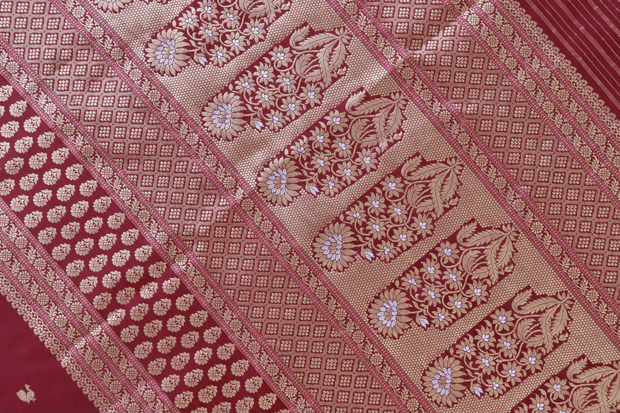 Coffee Brown Peacock Motif Pure Silk Handloom Banarasi Saree