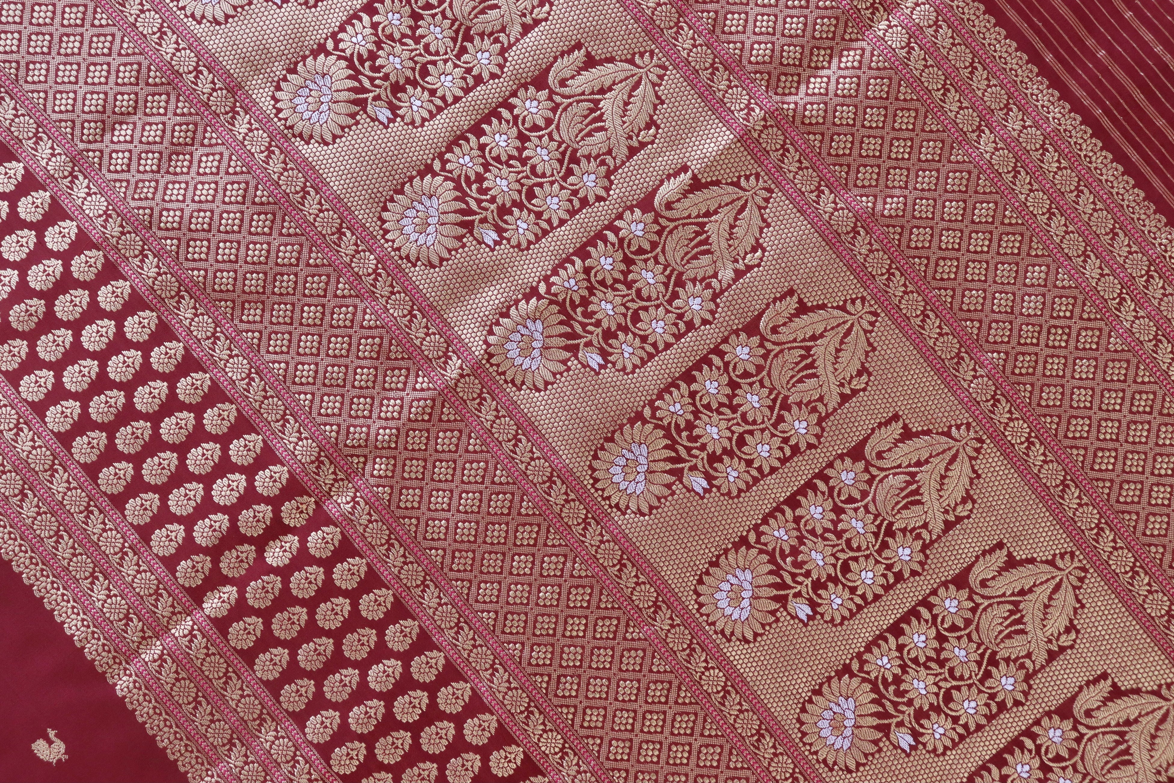 Coffee Brown Peacock Motif Pure Silk Handloom Banarasi Saree