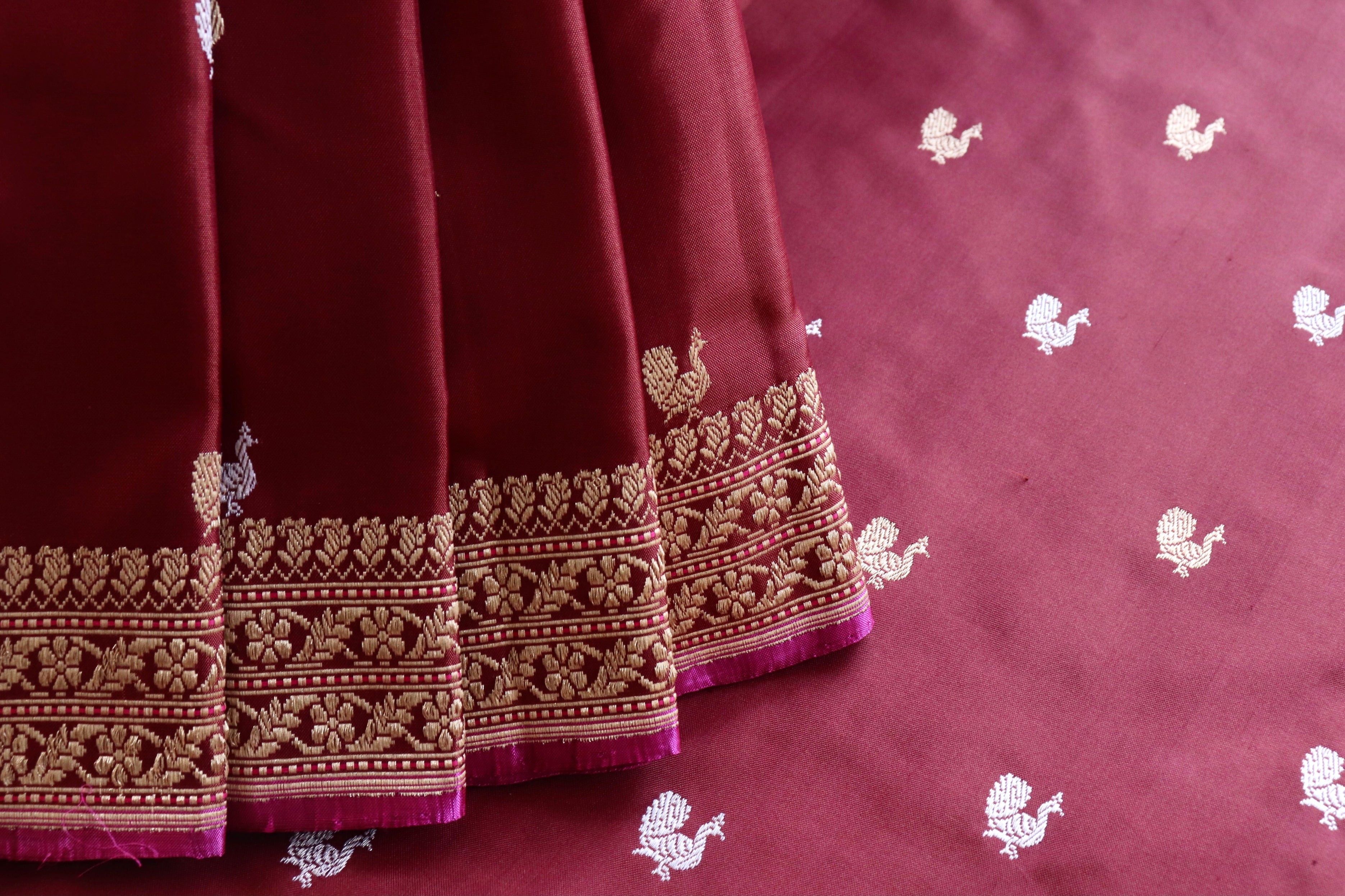 Coffee Brown Peacock Motif Pure Silk Handloom Banarasi Saree