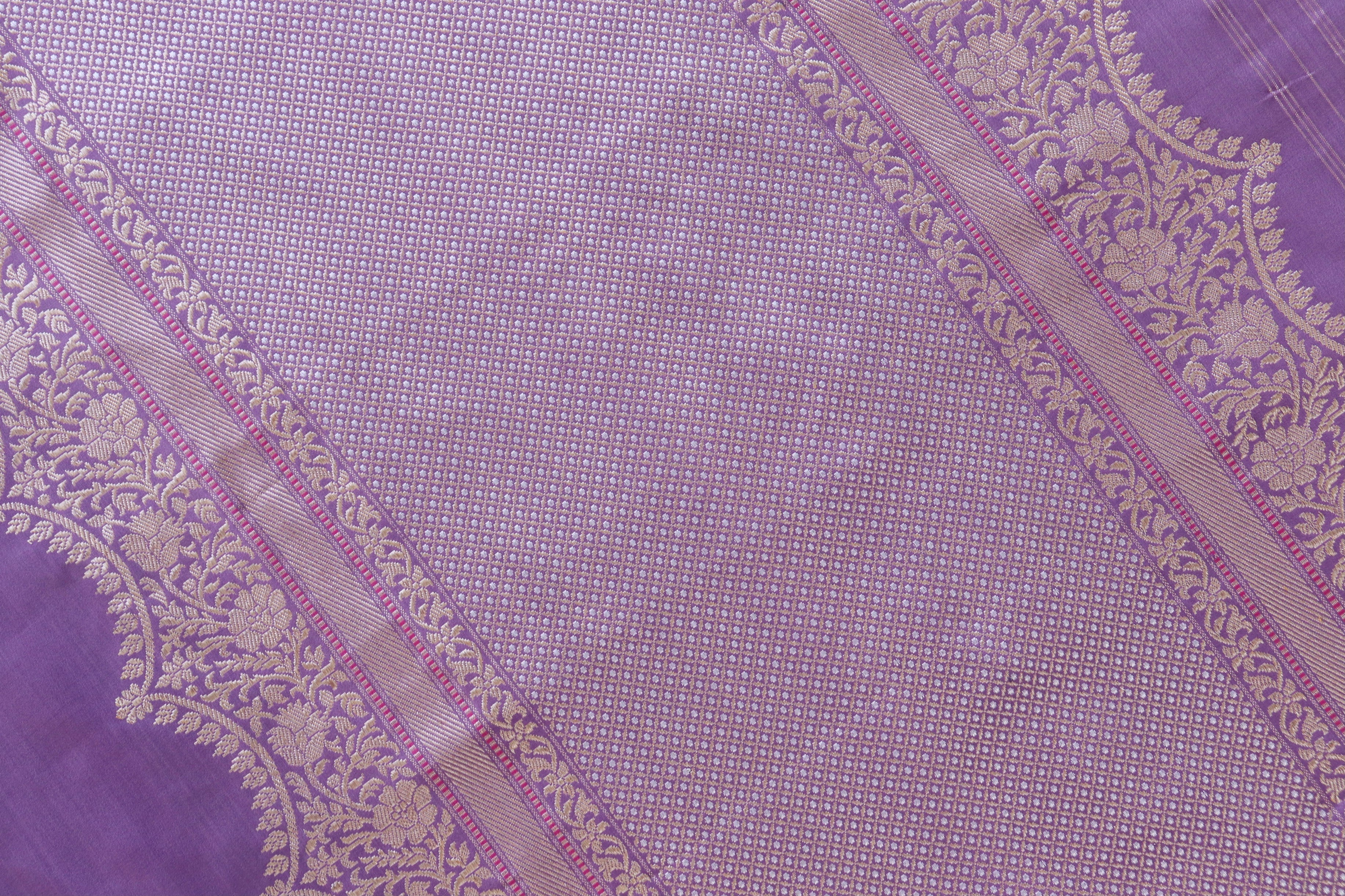 Deep Lilac Butterfly Motif Pure Silk Handloom Banarasi Saree