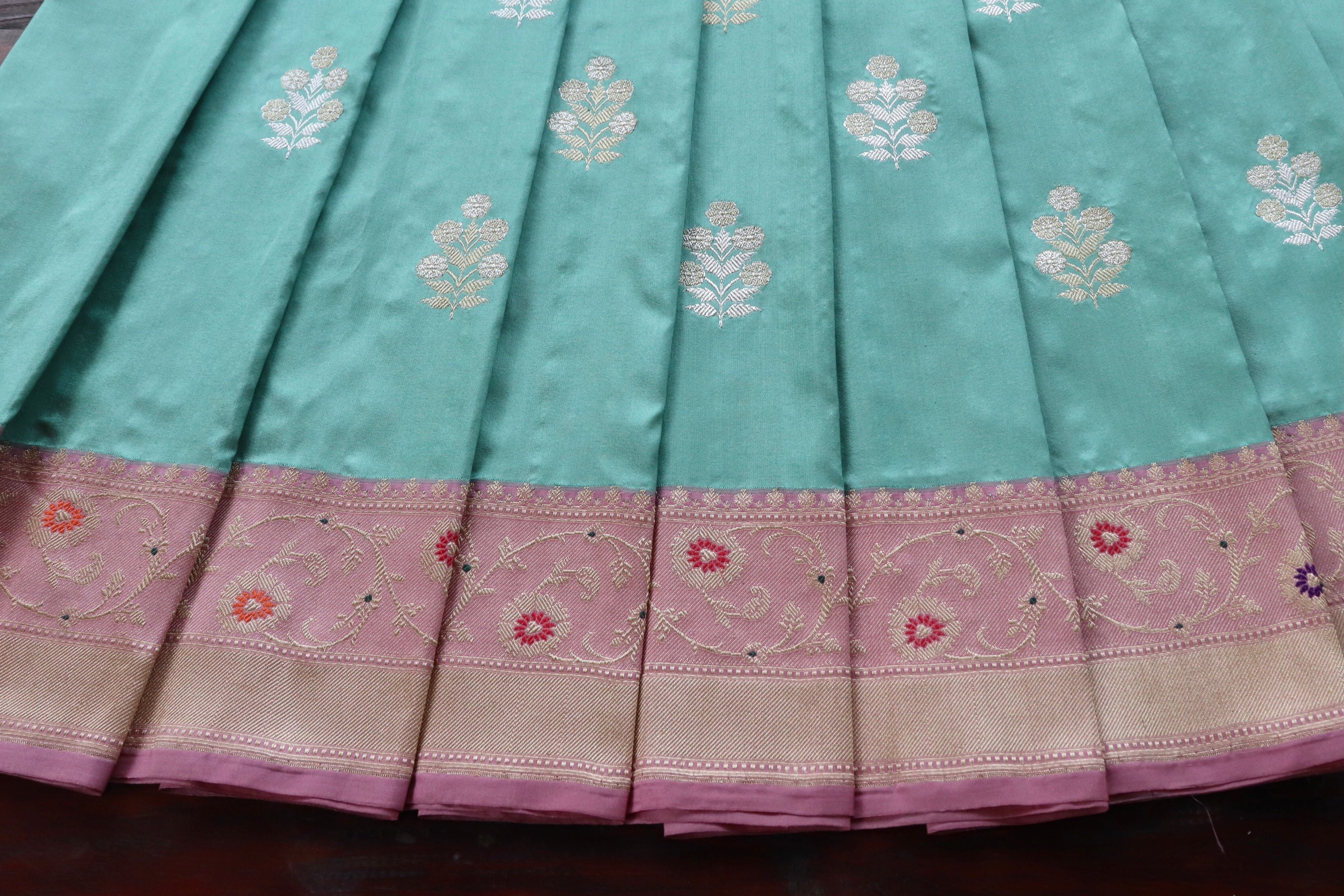 Sea Blue Kadhua Pure Katan Silk Handloom Banarasi Saree