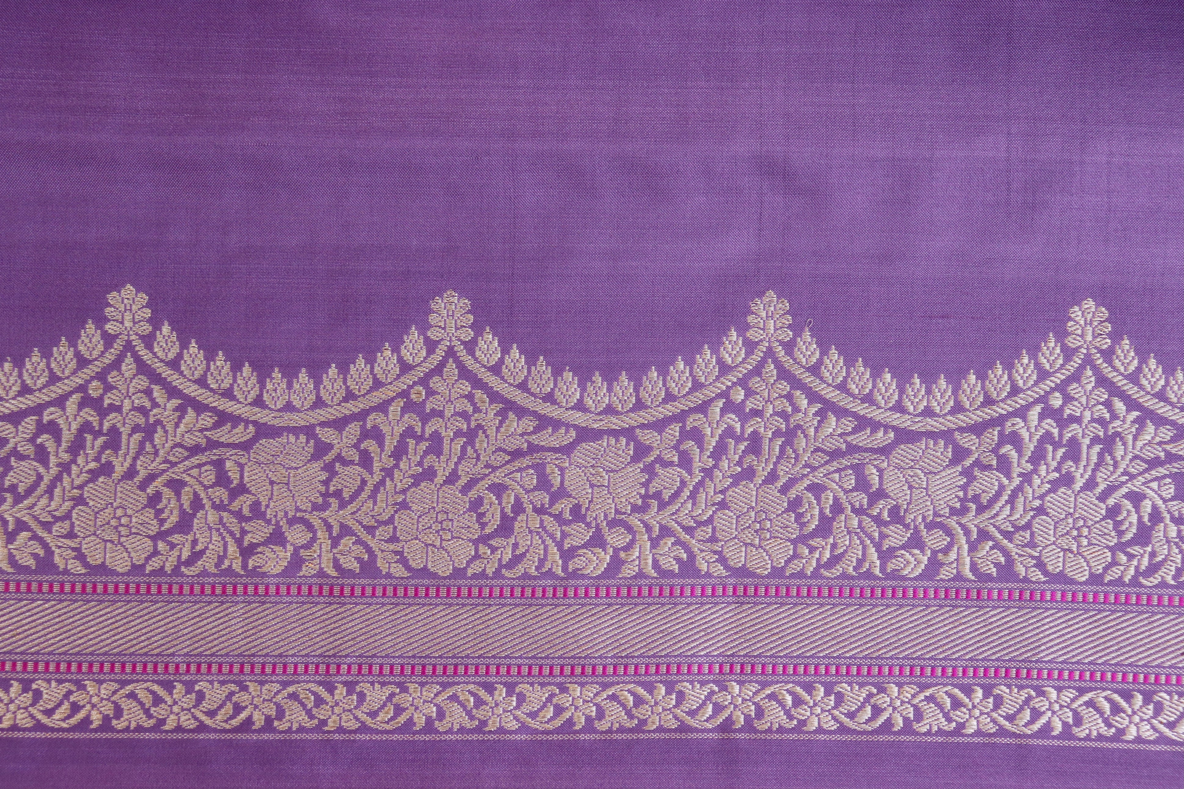 Deep Lilac Butterfly Motif Pure Silk Handloom Banarasi Saree